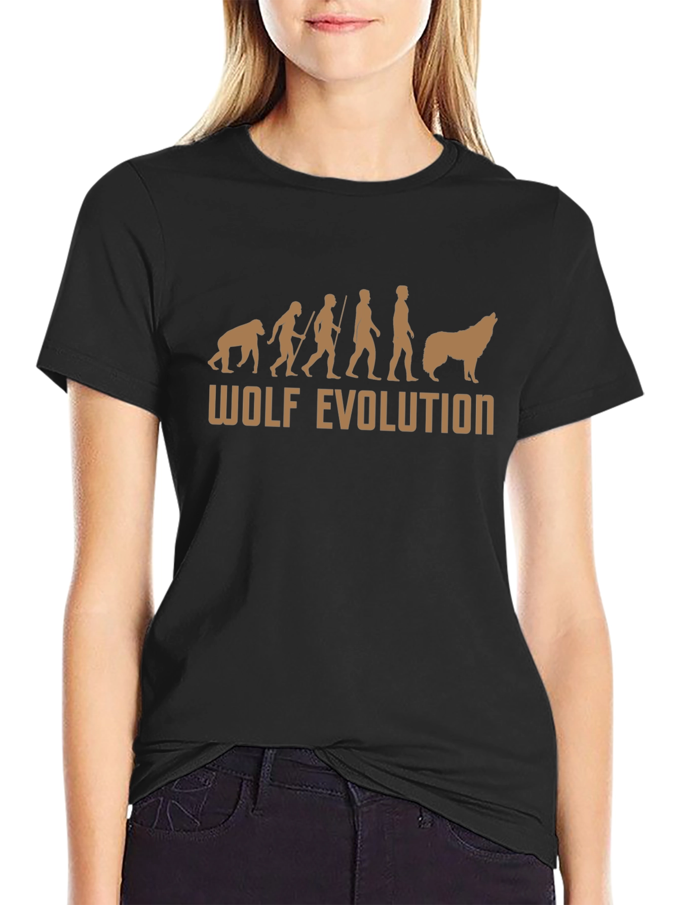 Wolf Evolution Graphic T-Shirt - Black Cotton Tee