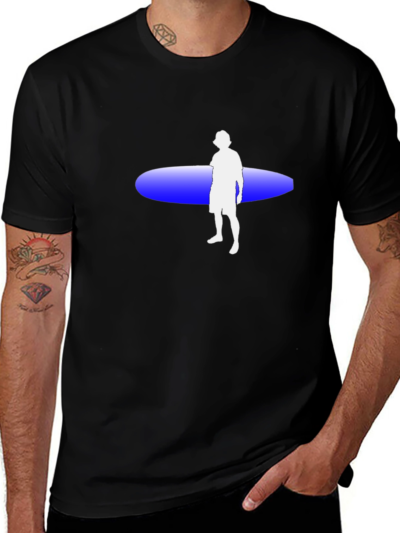 Surfer Graphic Tee - Black Cotton T-Shirt