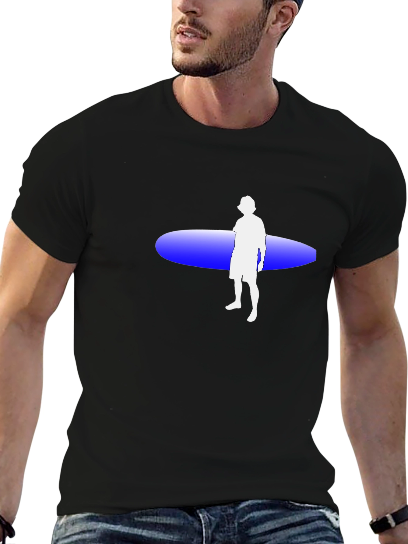 Surfer Graphic Tee - Black Cotton T-Shirt