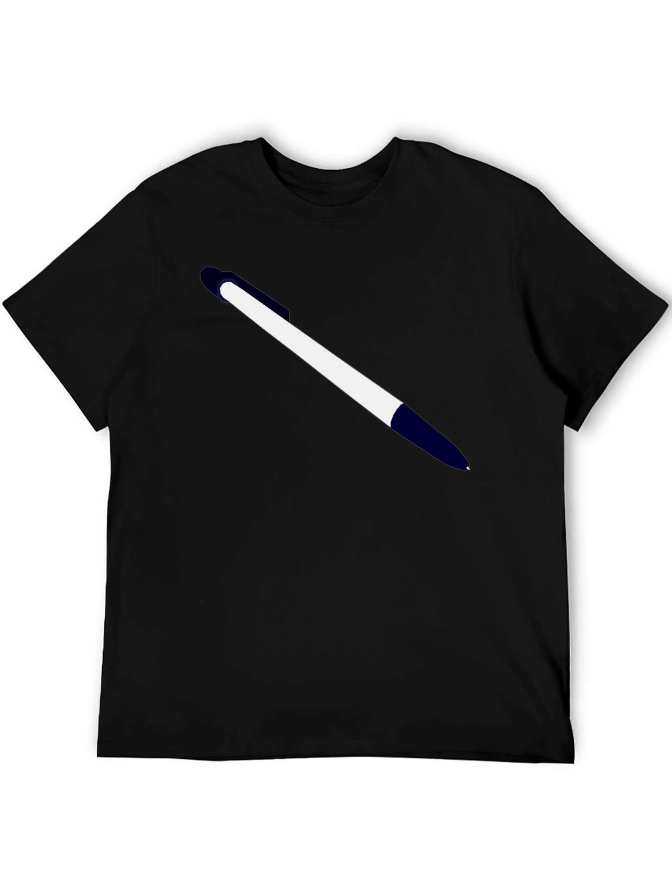Mens Black T-Shirt with Pen Graphic