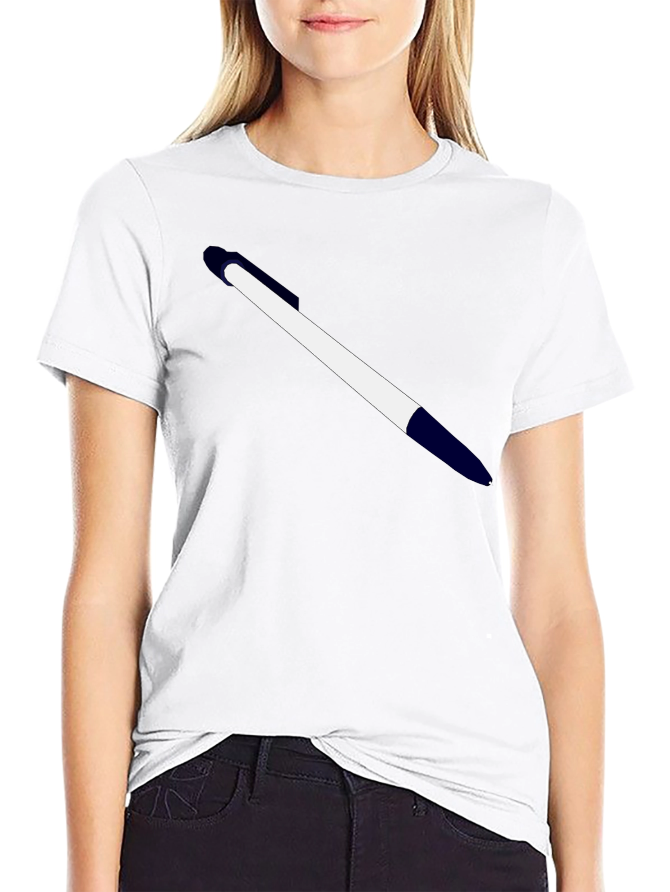 Mens Black T-Shirt with Pen Graphic