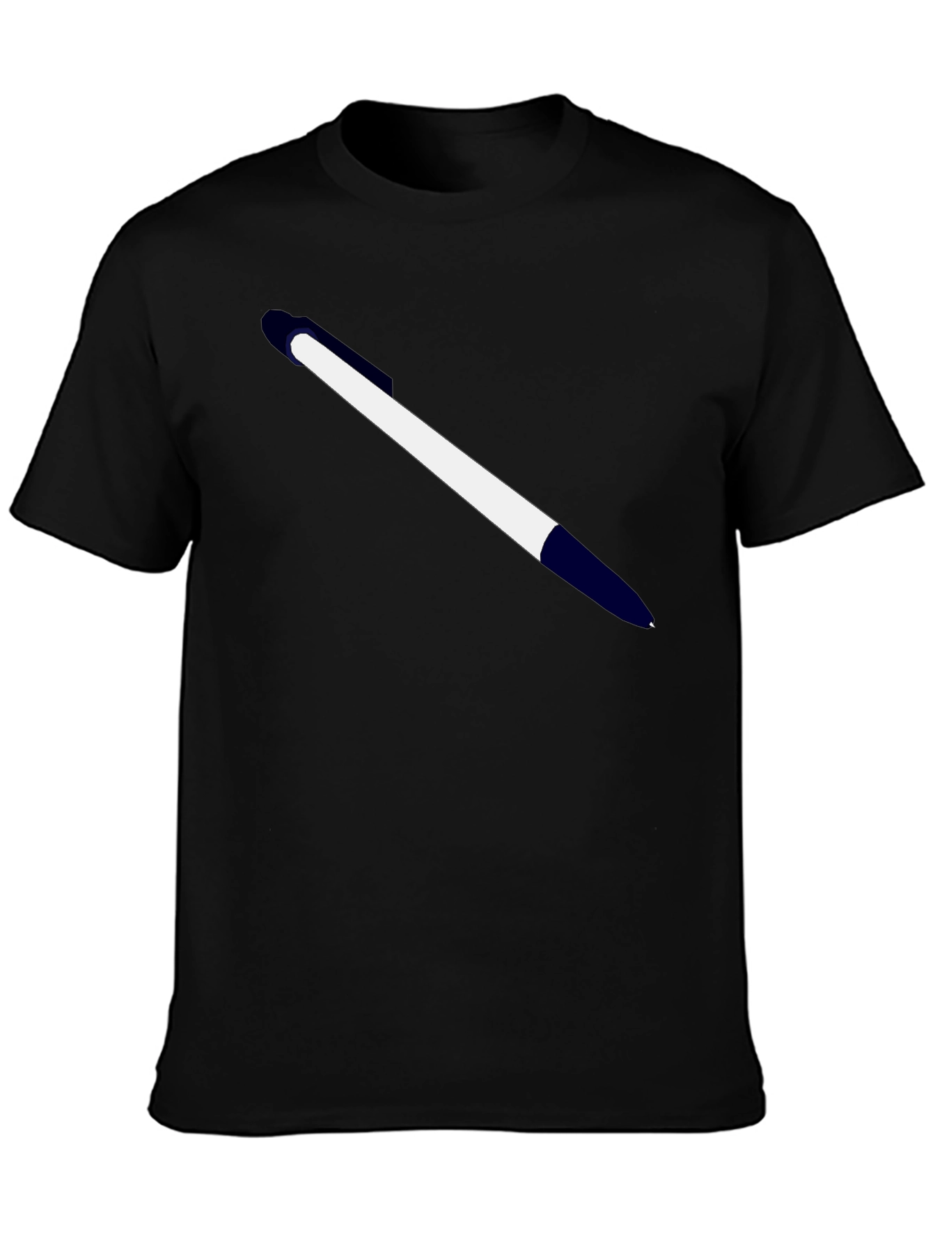 Mens Black T-Shirt with Pen Graphic