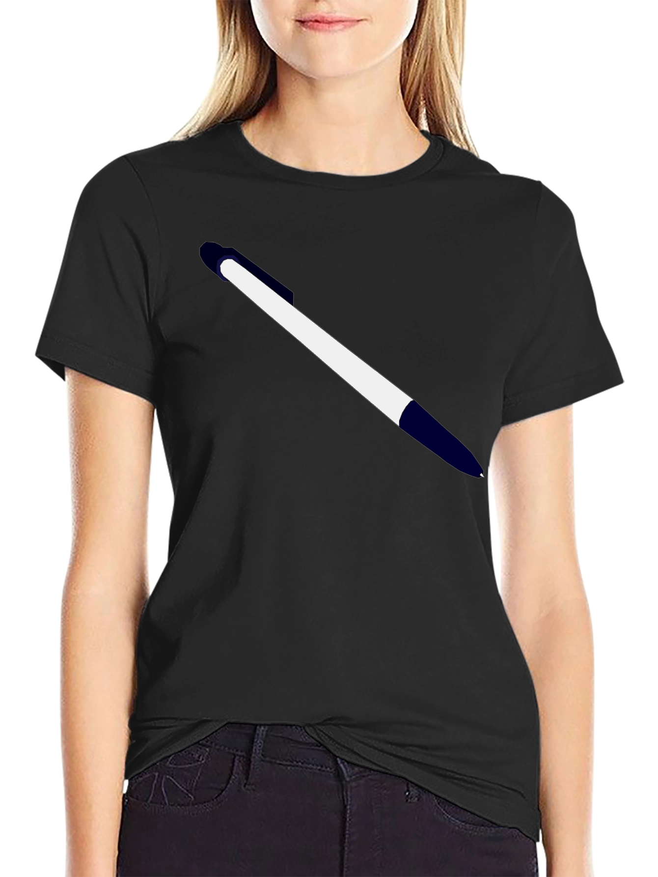 Mens Black T-Shirt with Pen Graphic