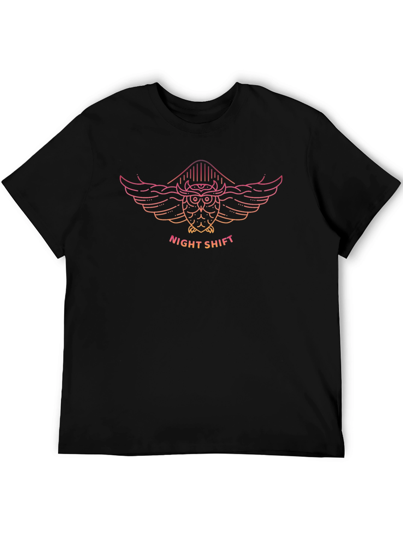 Night Shift Owl Graphic Tee - Black Cotton T-Shirt