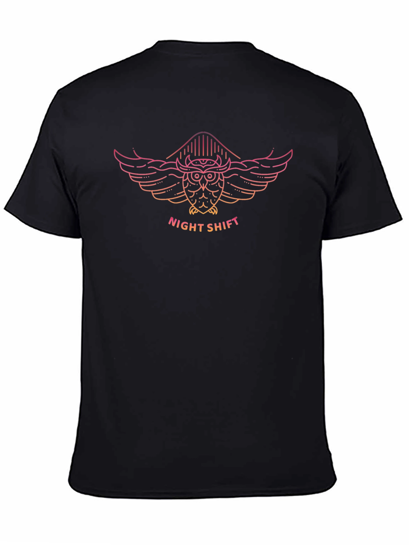 Night Shift Owl Graphic Tee - Black Cotton T-Shirt