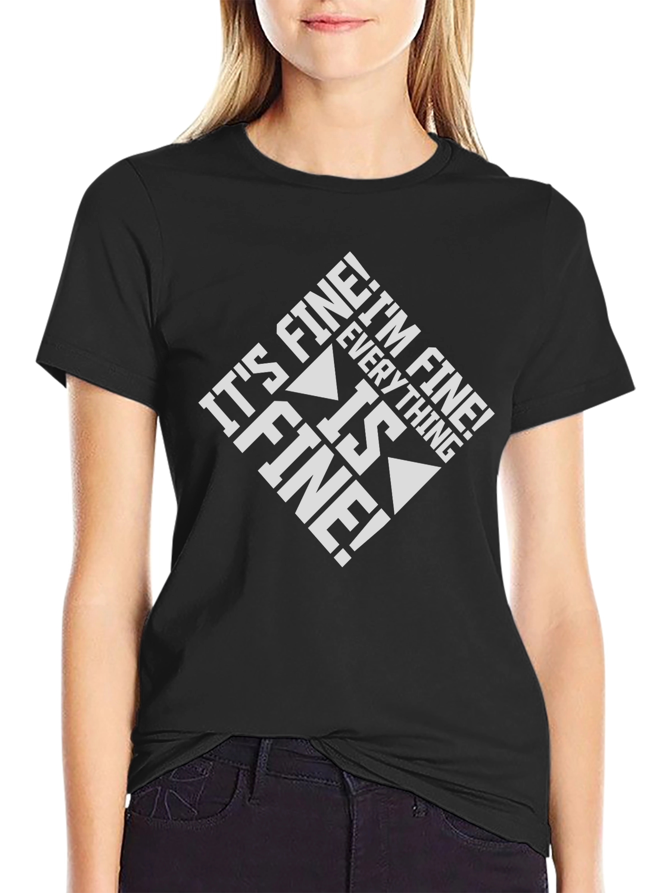 Its Fine! Graphic Tee - Black Cotton Blend