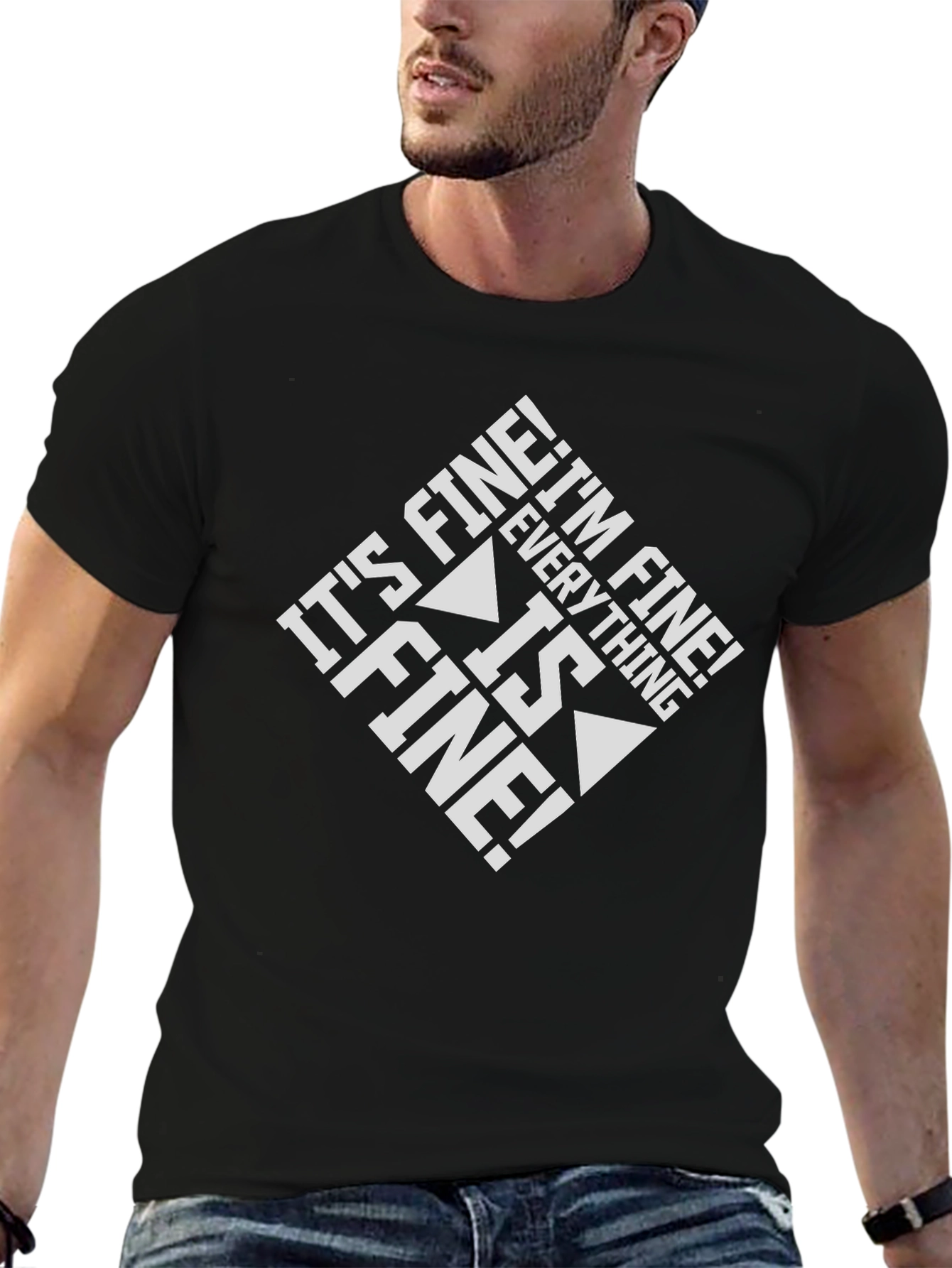 Its Fine! Graphic Tee - Black Cotton Blend