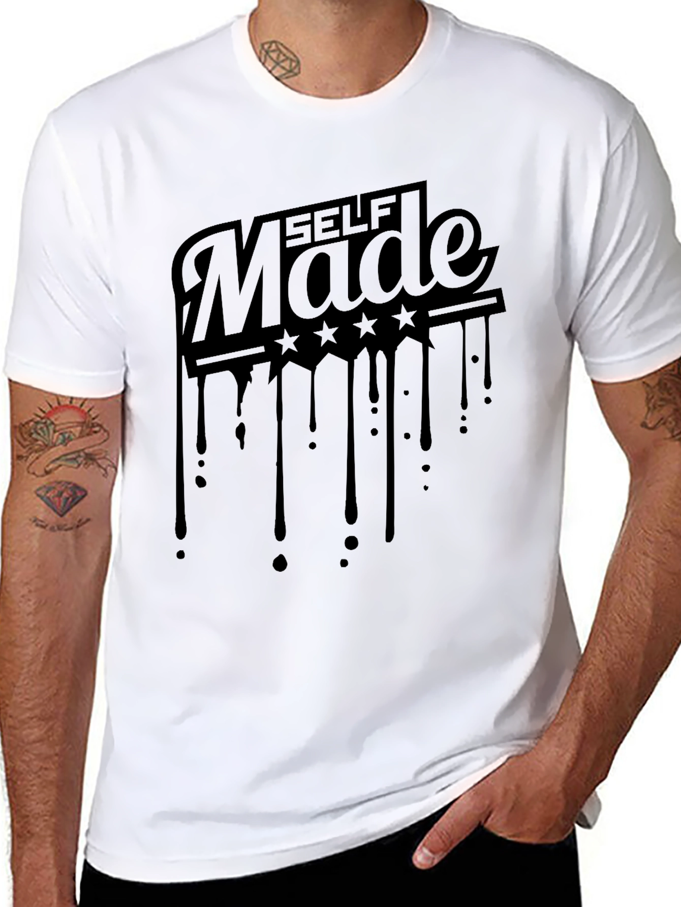Self Made Dripping Stars Graphic T-Shirt