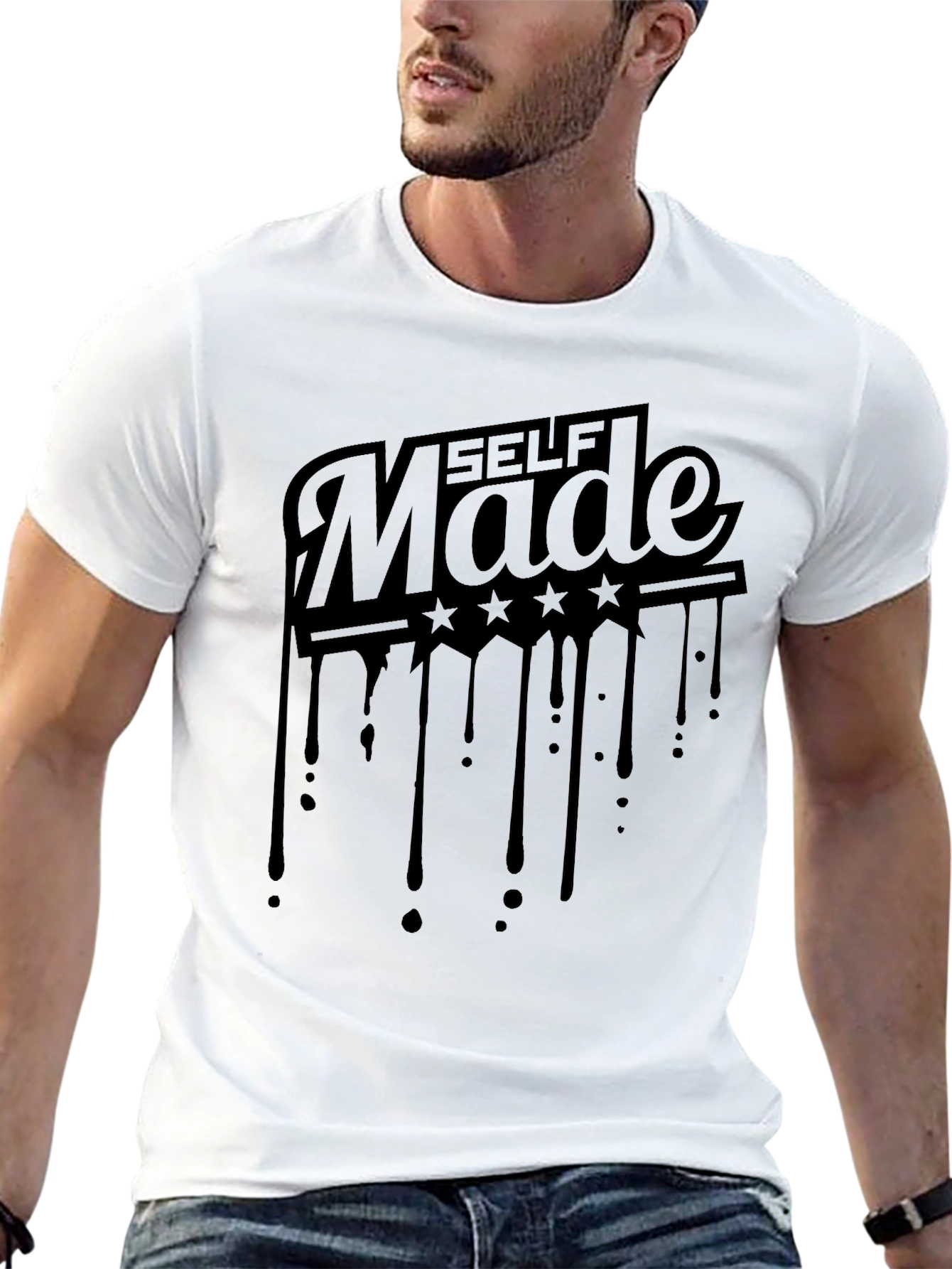 Self Made Dripping Stars Graphic T-Shirt