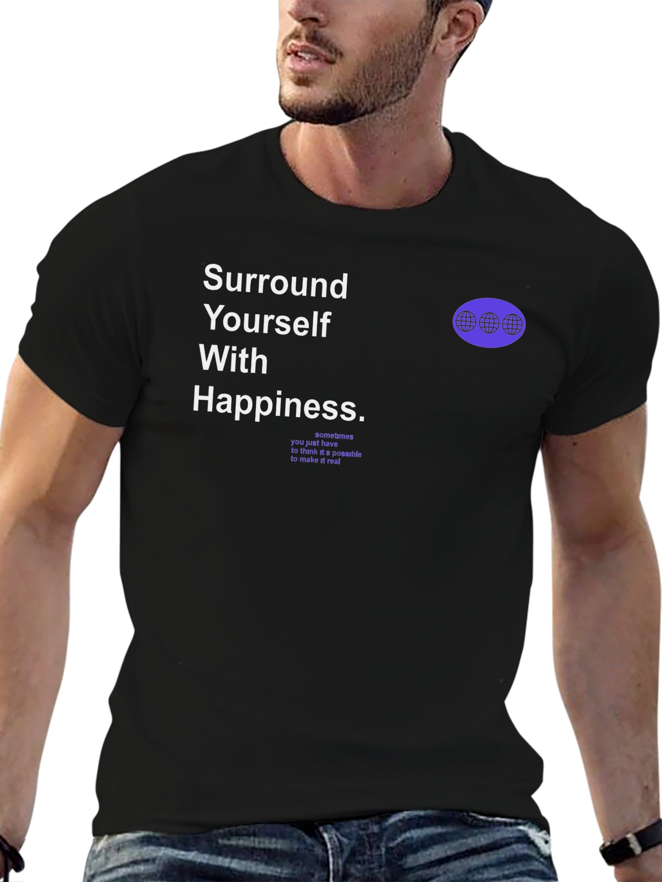 Motivational Graphic T-Shirt - Surround Yourself With Happiness