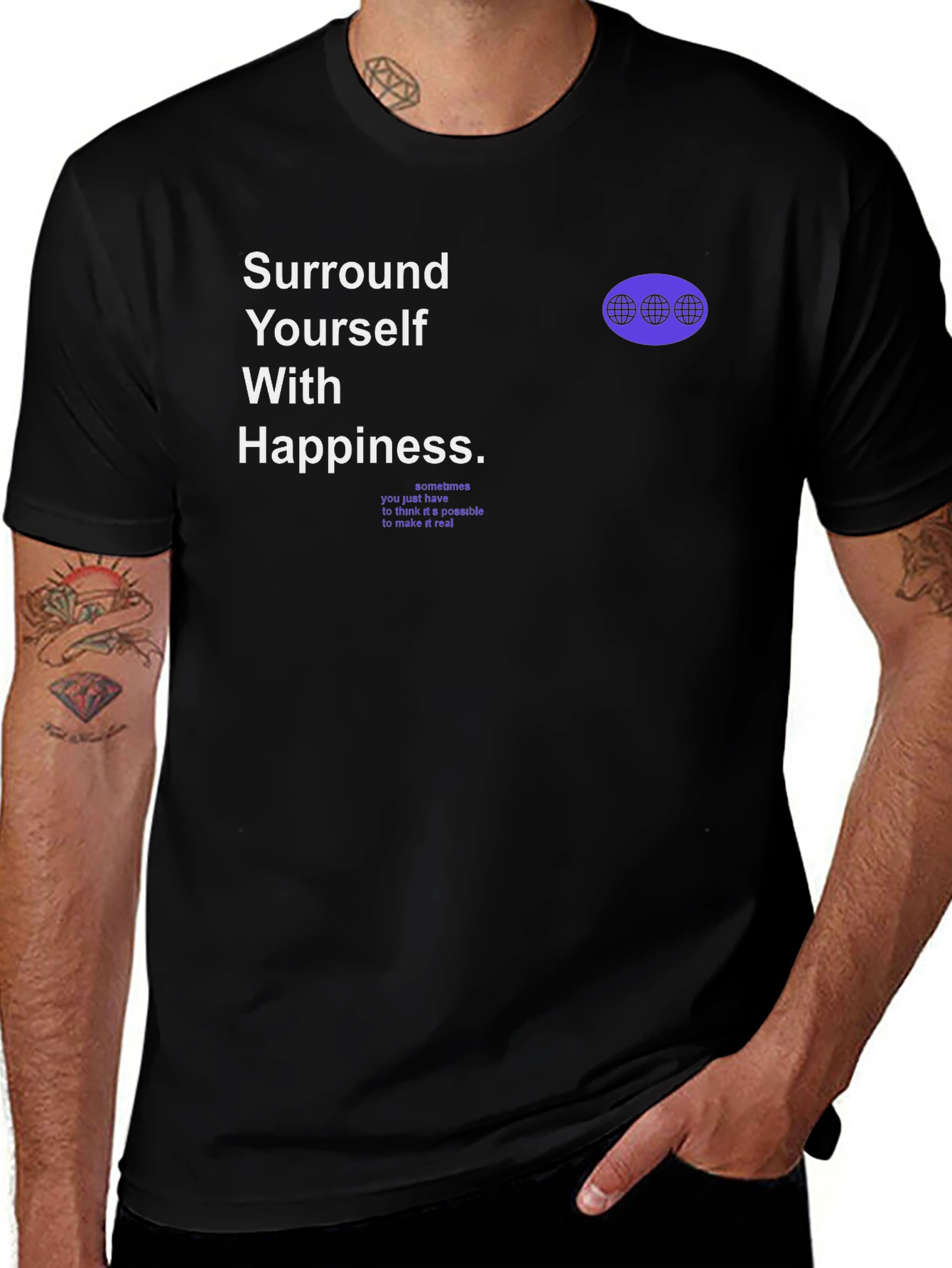 Motivational Graphic T-Shirt - Surround Yourself With Happiness
