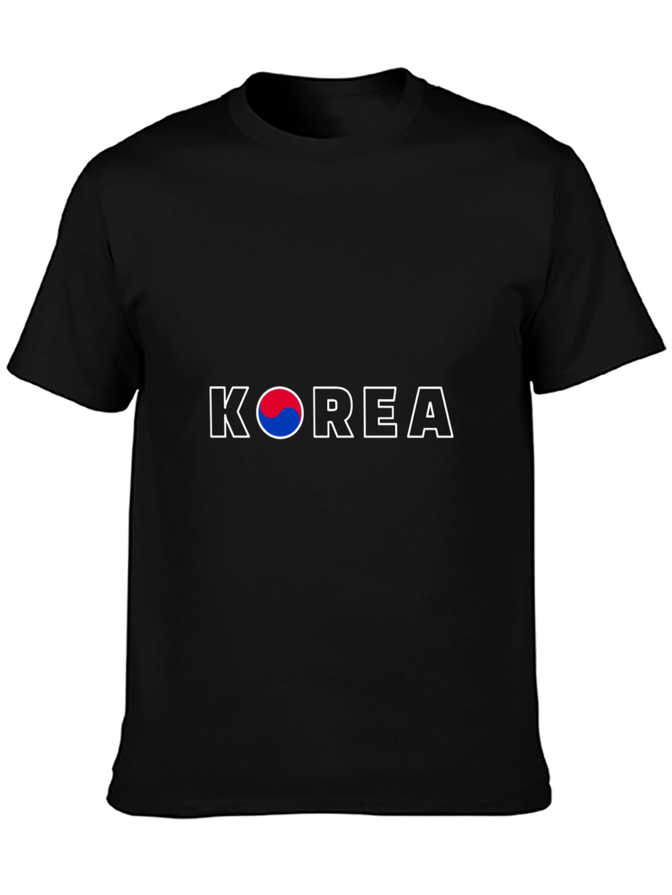 Korea Flag T-Shirt - Black Crew Neck