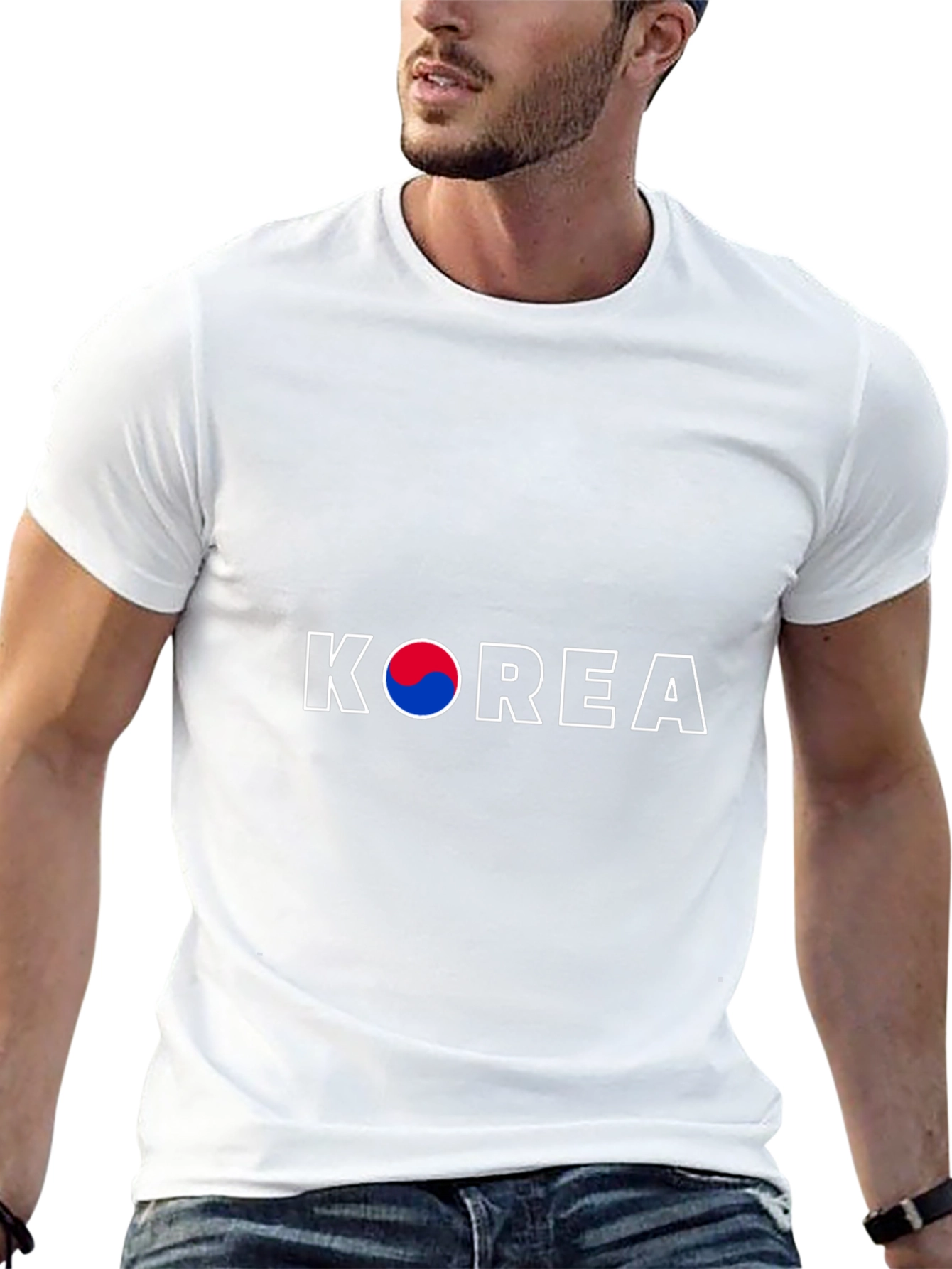 Korea Flag T-Shirt - Black Crew Neck
