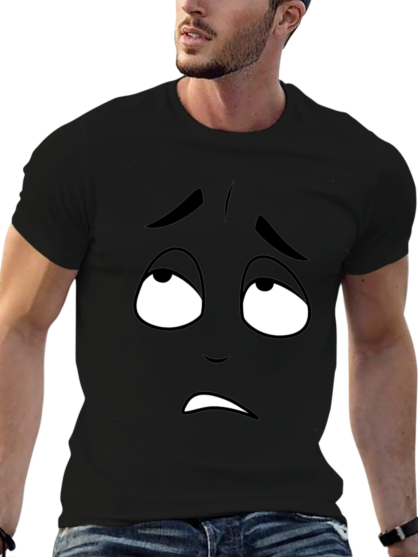 Sad Face Graphic Tee - Mens Black T-Shirt
