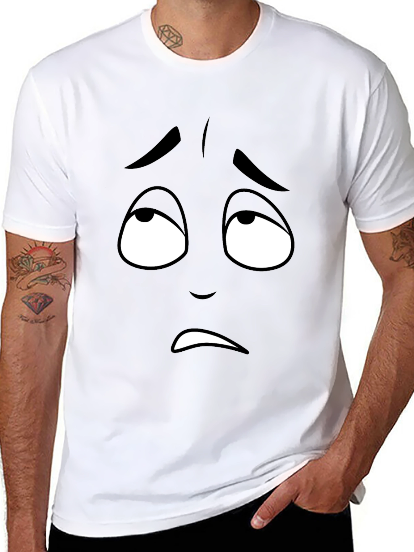 Sad Face Graphic Tee - Mens Black T-Shirt