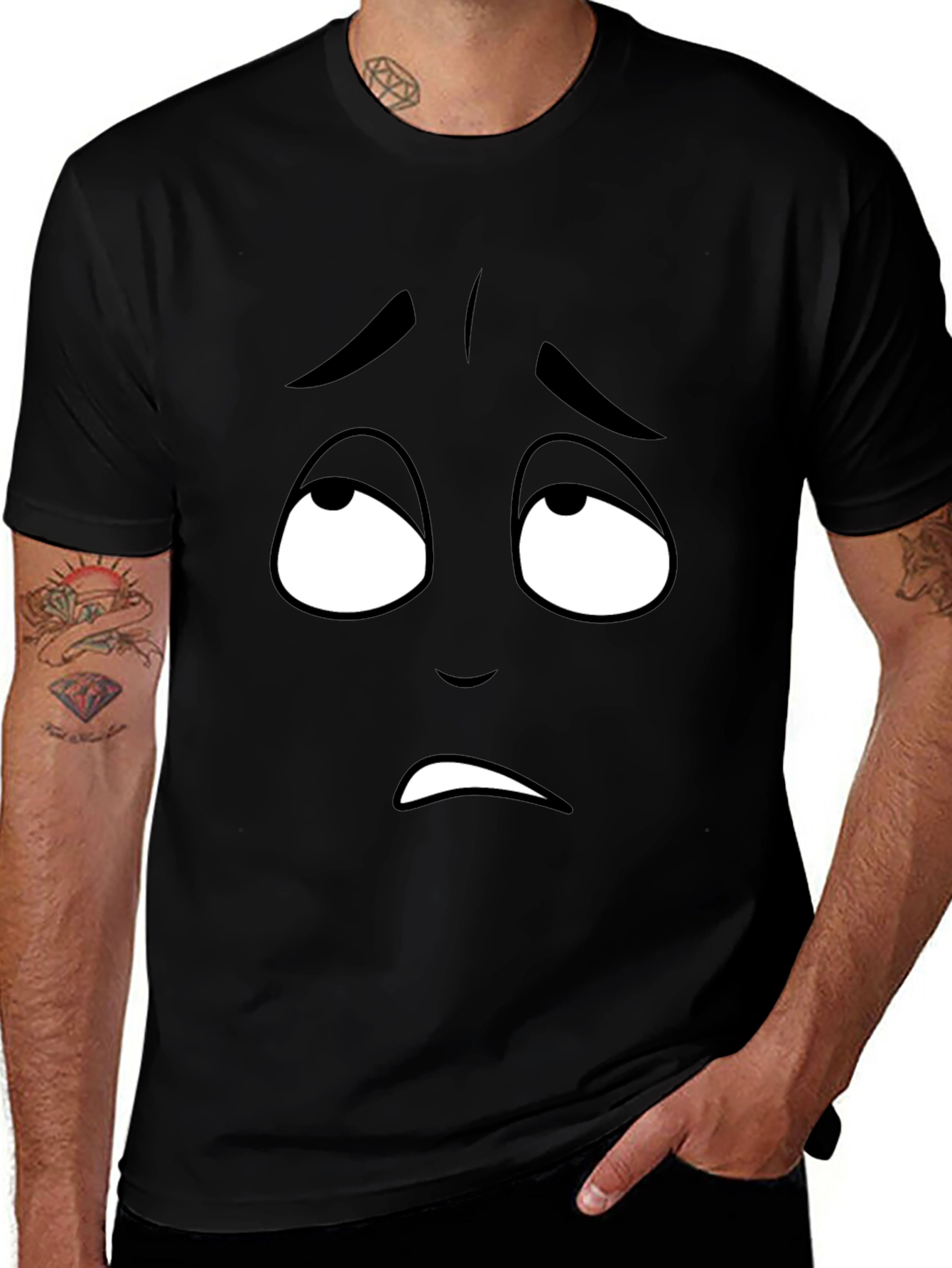 Sad Face Graphic Tee - Mens Black T-Shirt