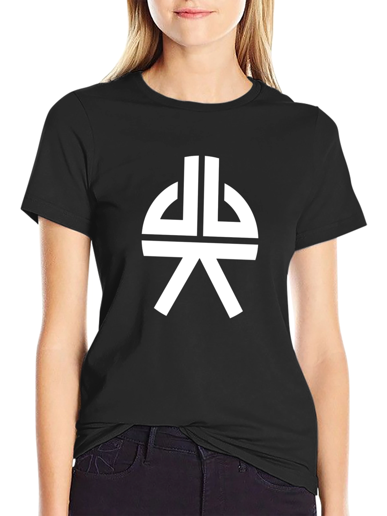 Geometric Symbol Graphic Tee - Black Cotton Blend