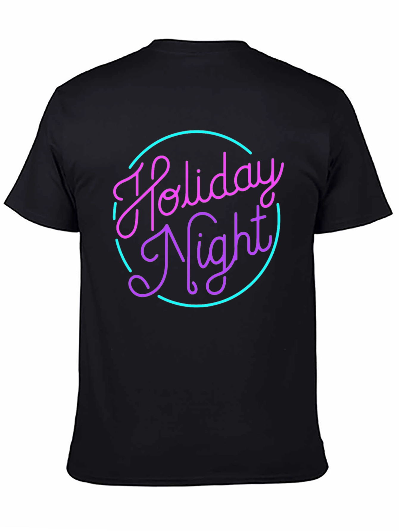 Holiday Night Graphic Tee - Retro Neon Style