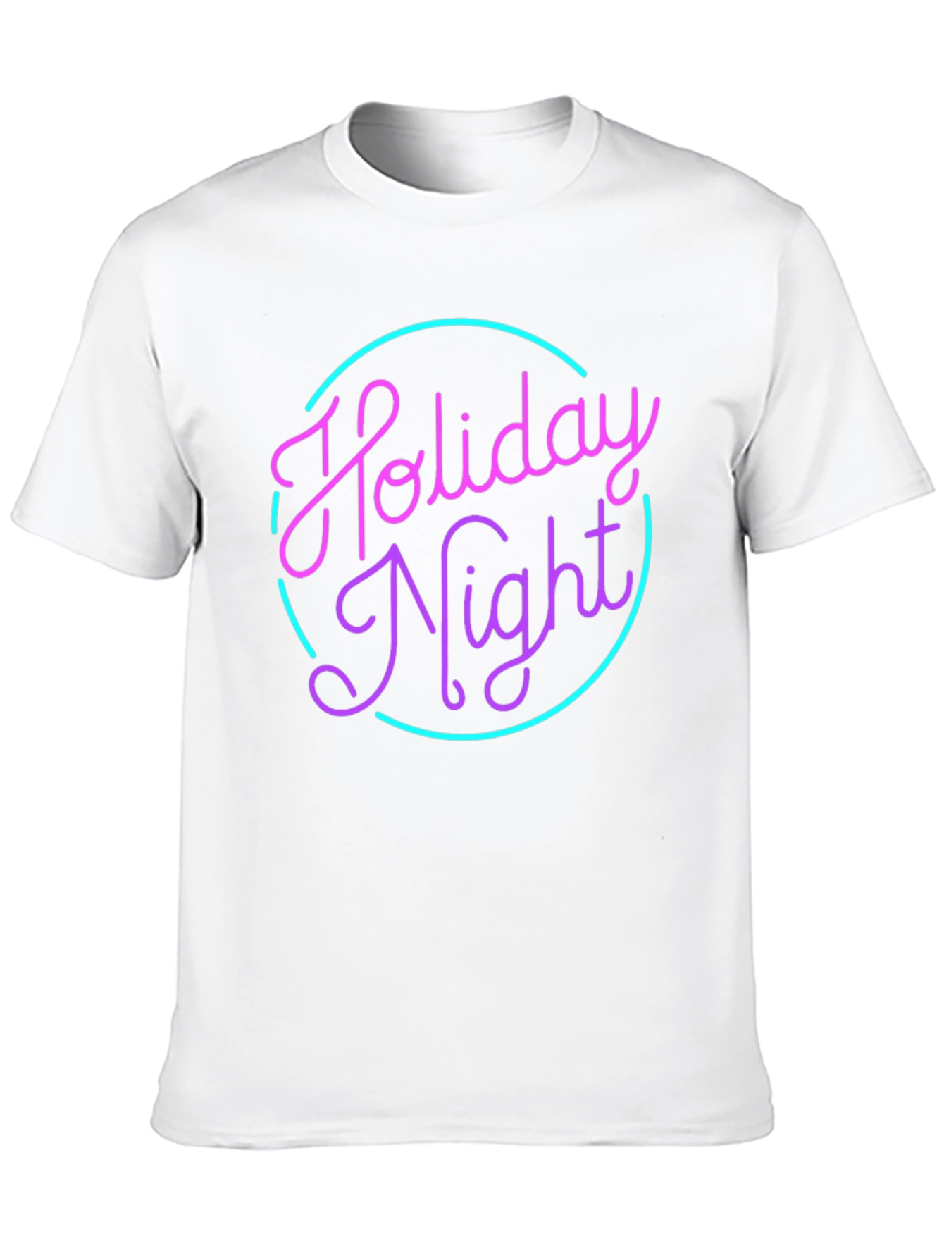 Holiday Night Graphic Tee - Retro Neon Style
