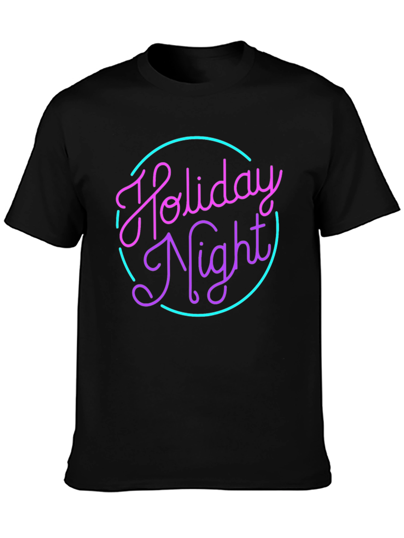 Holiday Night Graphic Tee - Retro Neon Style