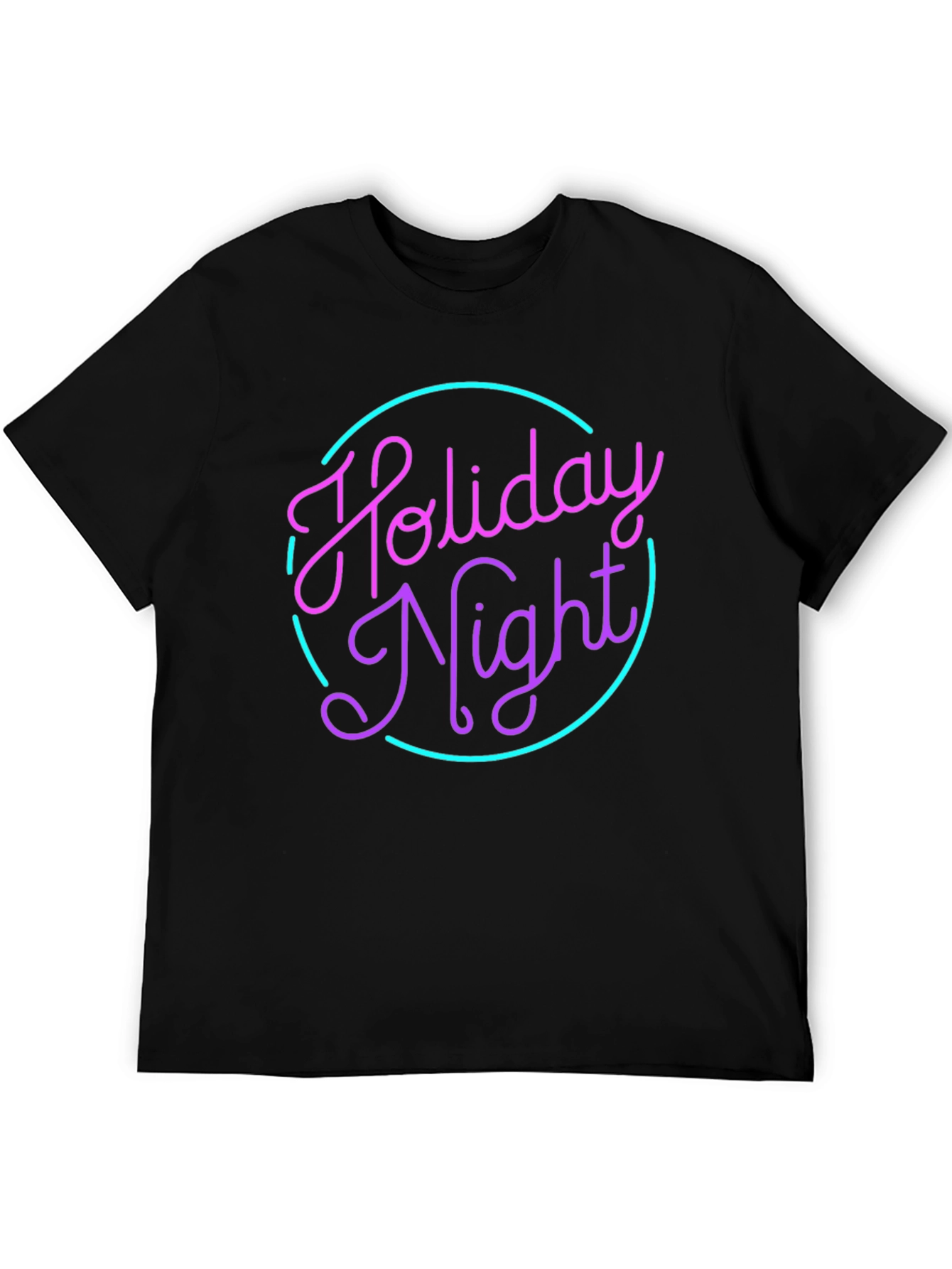 Holiday Night Graphic Tee - Retro Neon Style