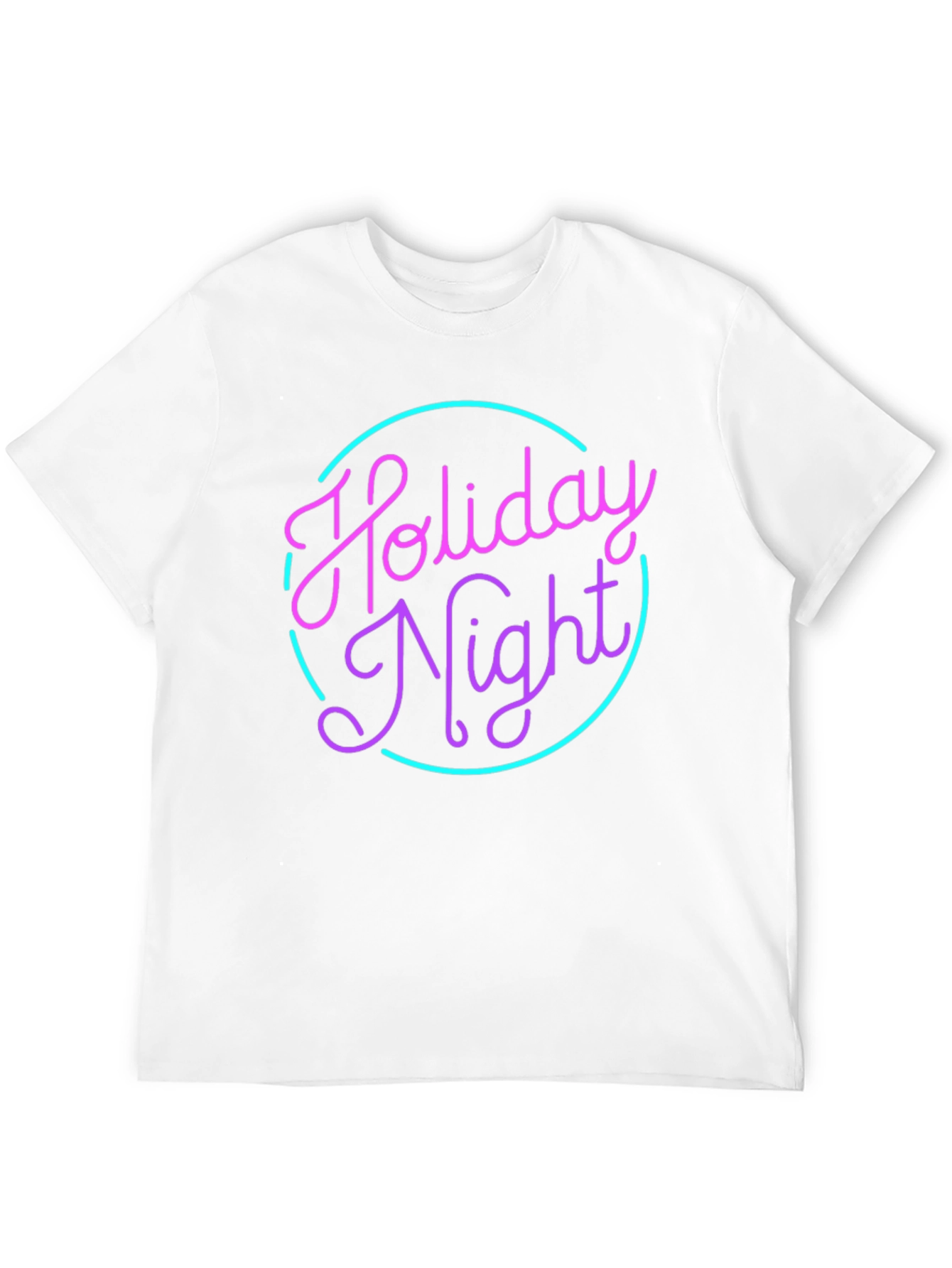Holiday Night Graphic Tee - Retro Neon Style