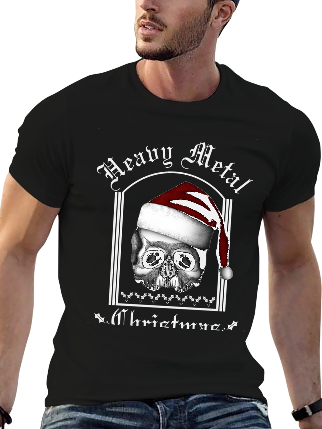 Heavy Metal Christmas Skull T-Shirt