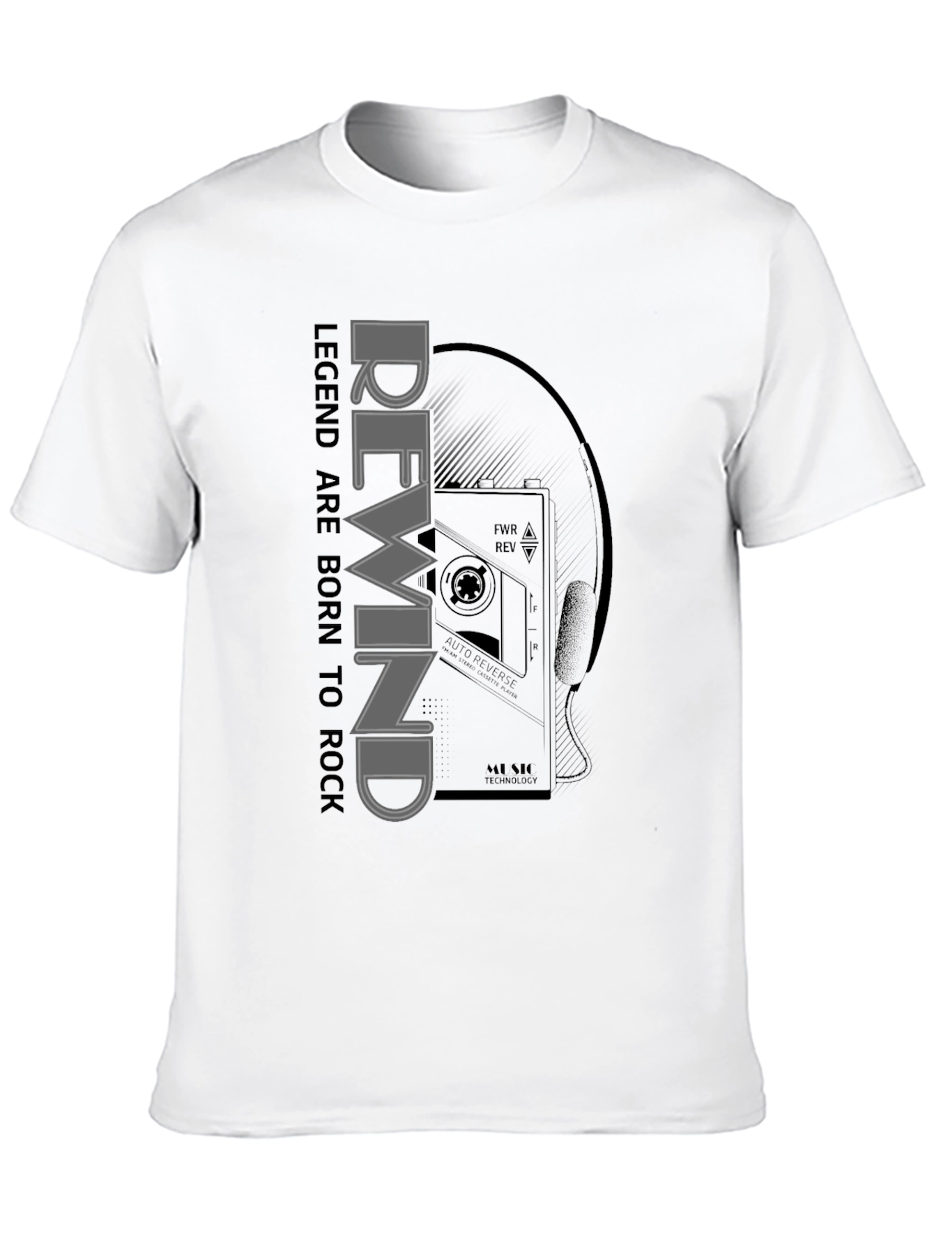 Rewind Legend Tee - Retro Cassette Player Graphic T-Shirt