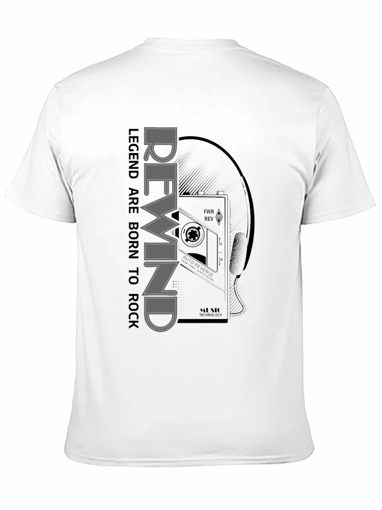 Rewind Legend Tee - Retro Cassette Player Graphic T-Shirt
