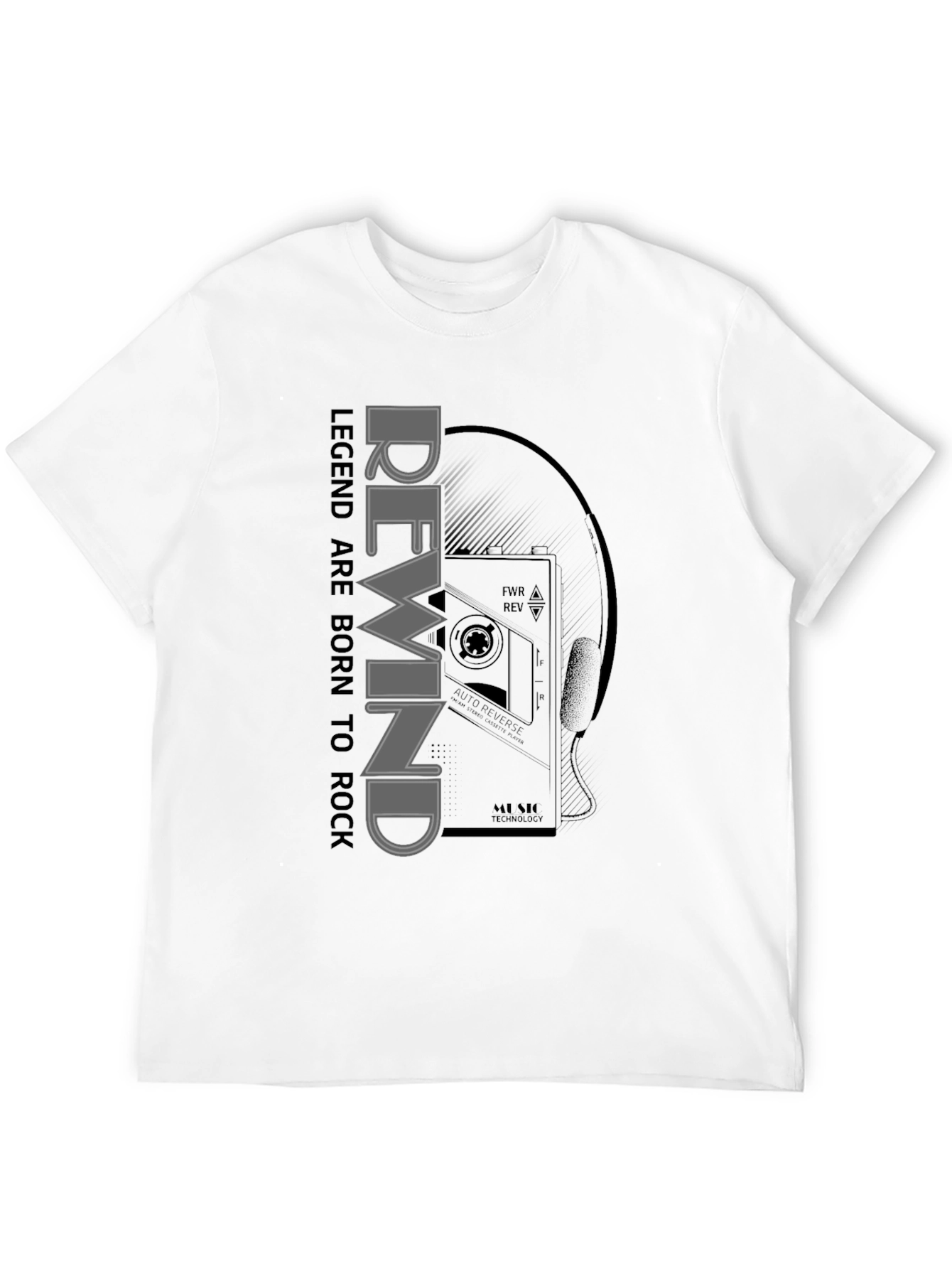 Rewind Legend Tee - Retro Cassette Player Graphic T-Shirt