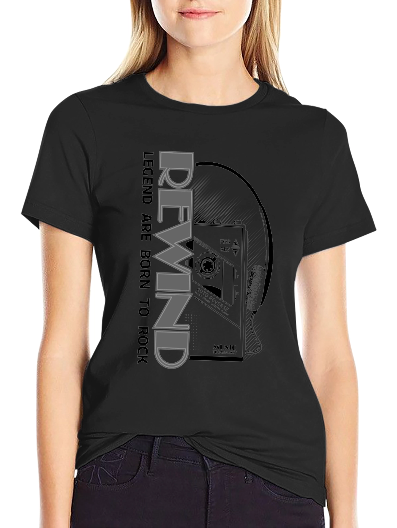 Rewind Legend Tee - Retro Cassette Player Graphic T-Shirt