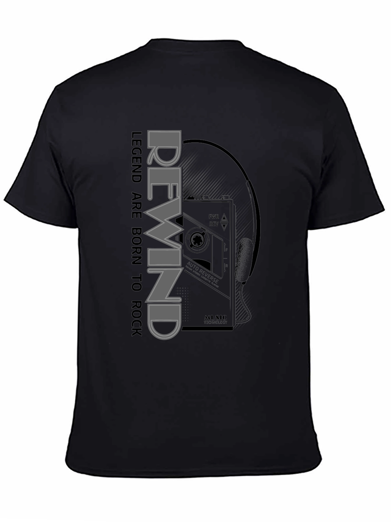 Rewind Legend Tee - Retro Cassette Player Graphic T-Shirt