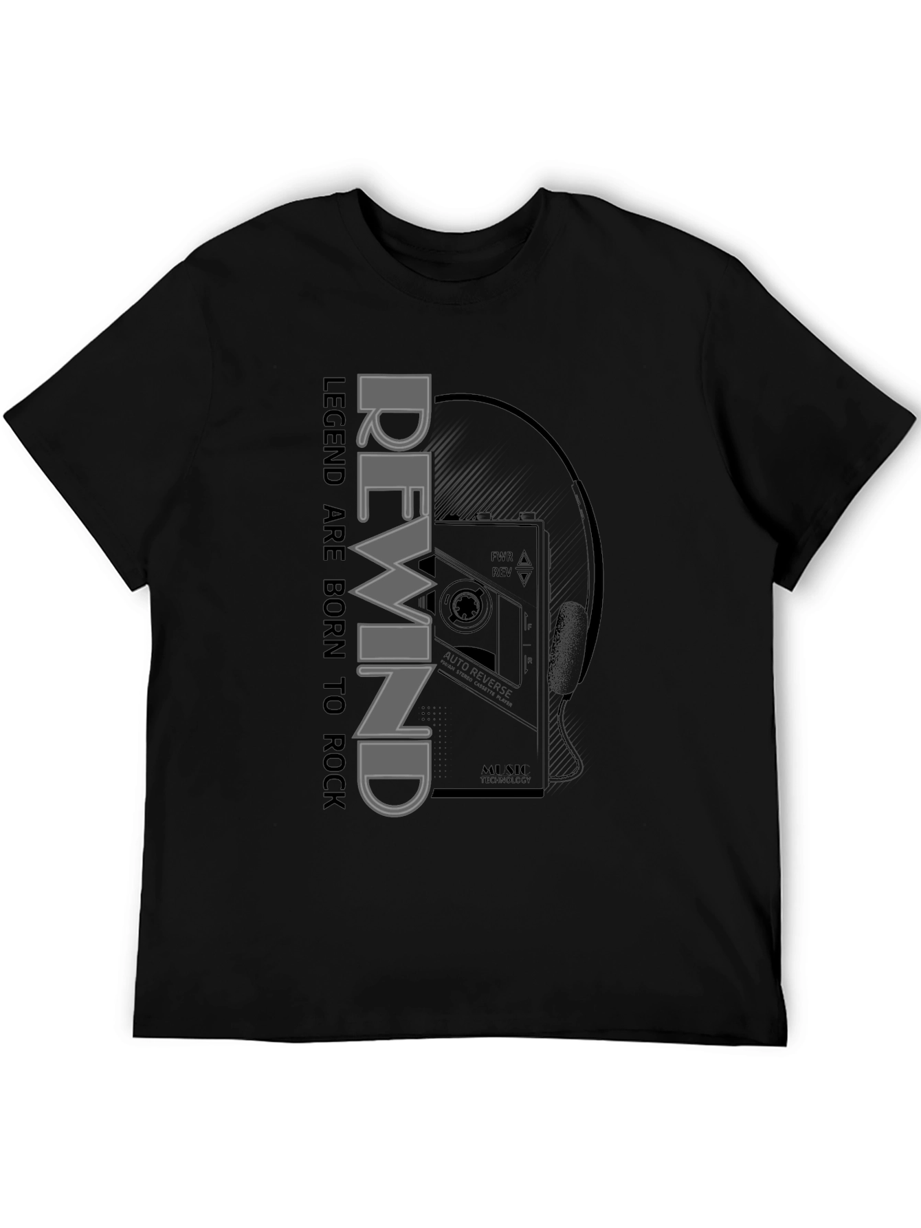Rewind Legend Tee - Retro Cassette Player Graphic T-Shirt