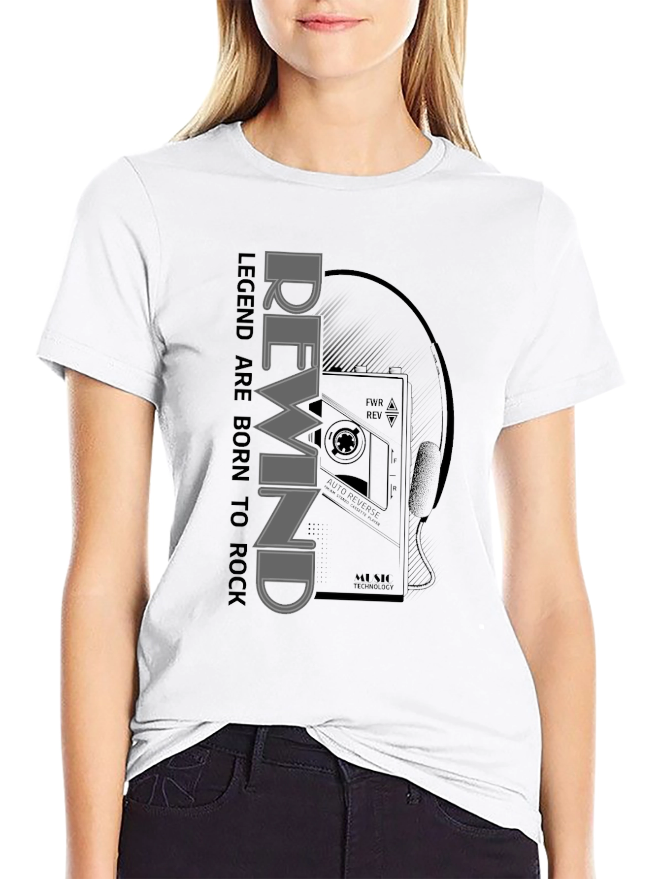 Rewind Legend Tee - Retro Cassette Player Graphic T-Shirt