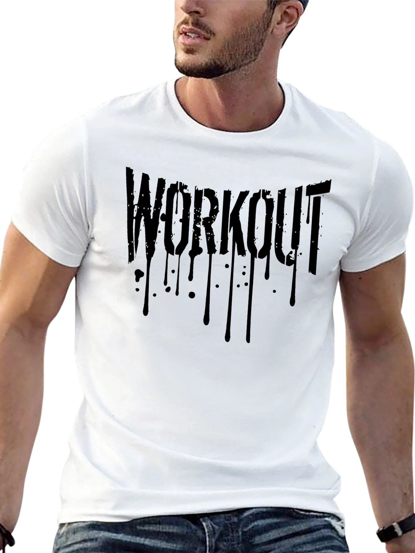 Workout Graphic Print Black Mens T-Shirt