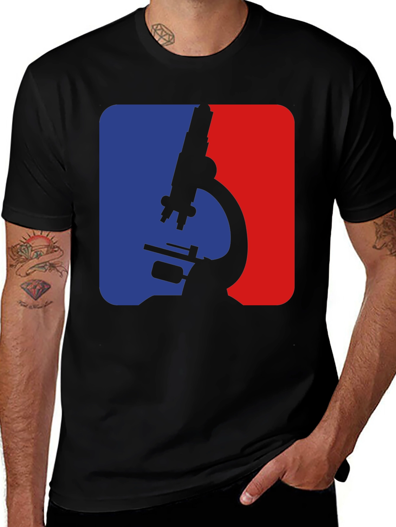 Science Microscope Graphic T-Shirt - Mens Black Tee