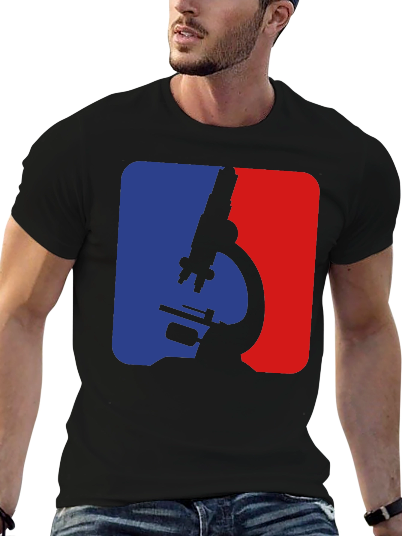 Science Microscope Graphic T-Shirt - Mens Black Tee