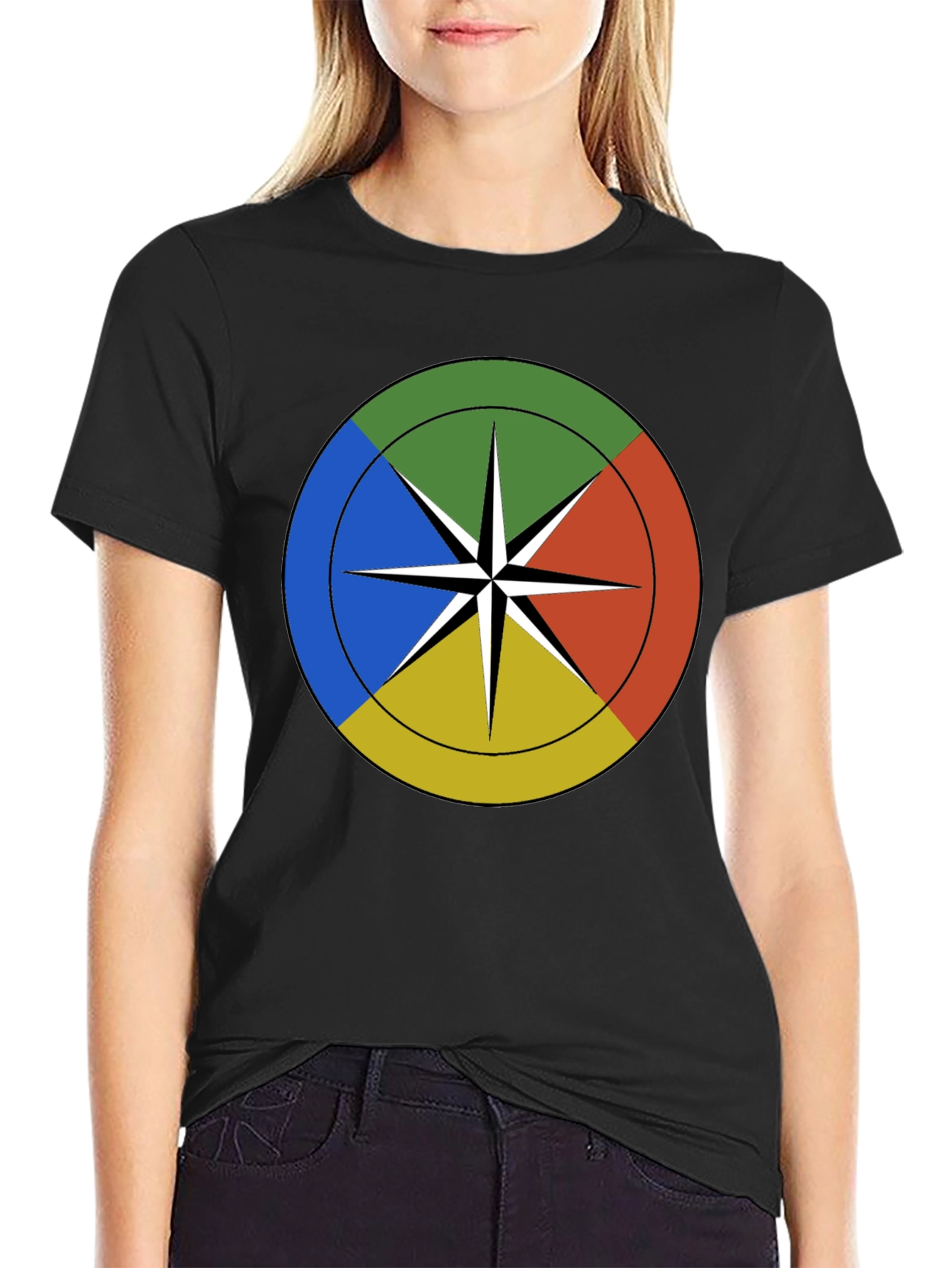 Geometric Compass Graphic Black T-Shirt