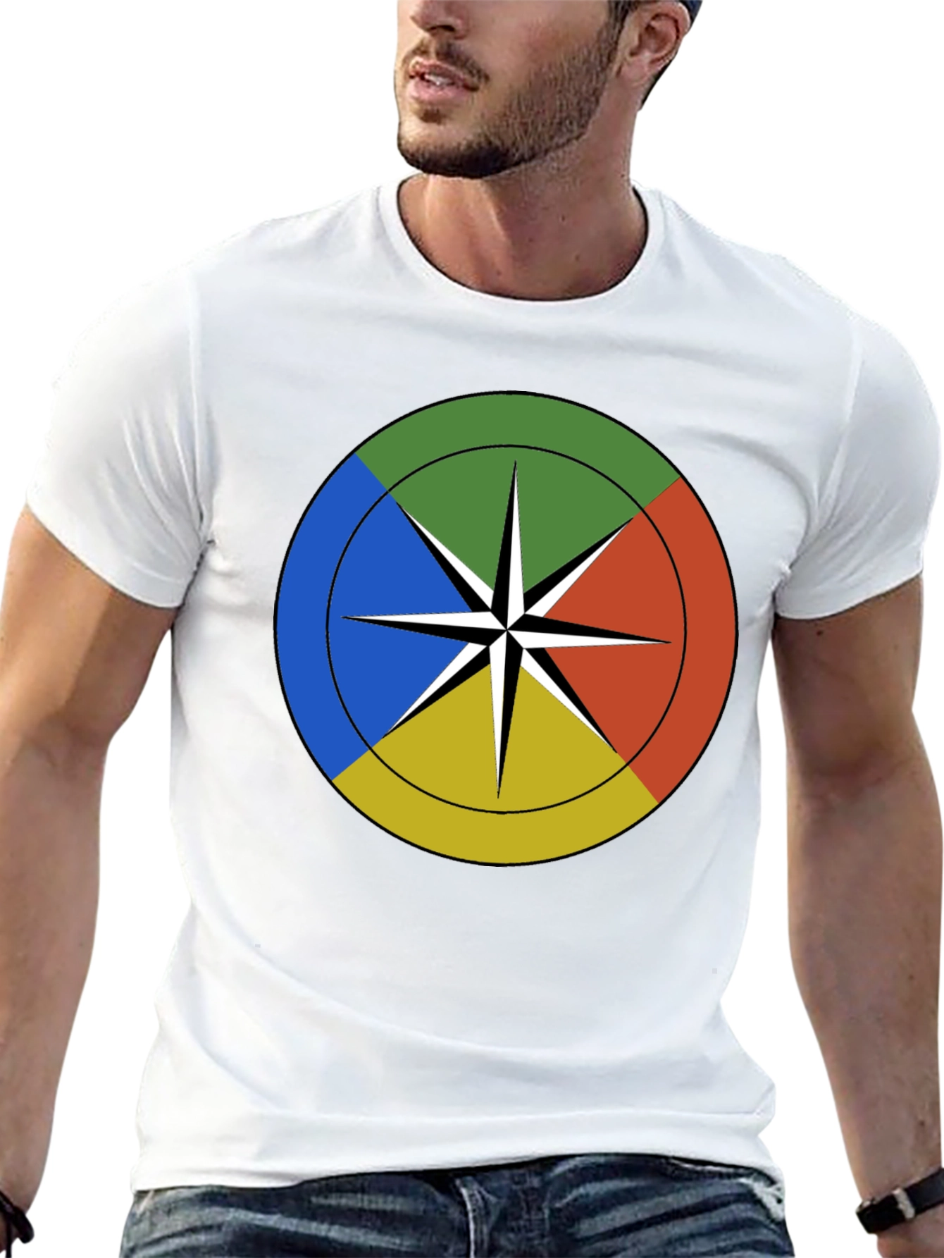 Geometric Compass Graphic Black T-Shirt