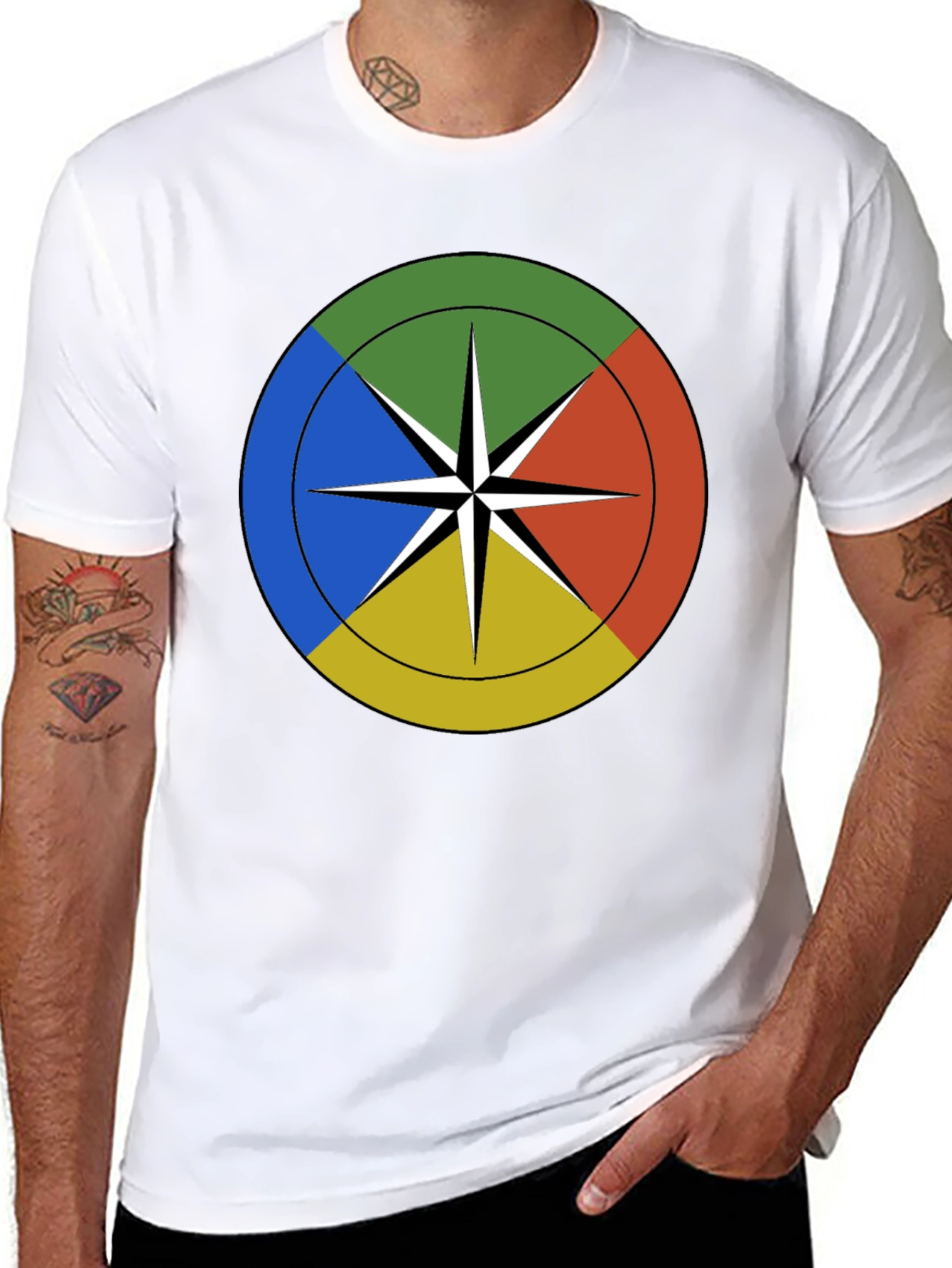 Geometric Compass Graphic Black T-Shirt