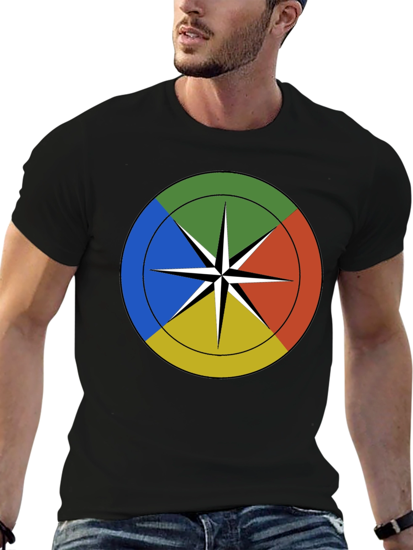 Geometric Compass Graphic Black T-Shirt