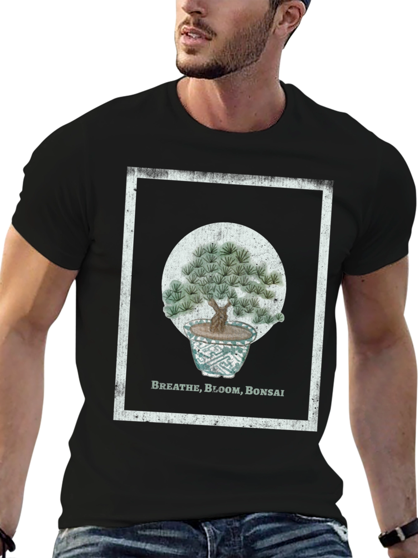 Breathe Bloom Bonsai T-Shirt - Black Cotton Tee
