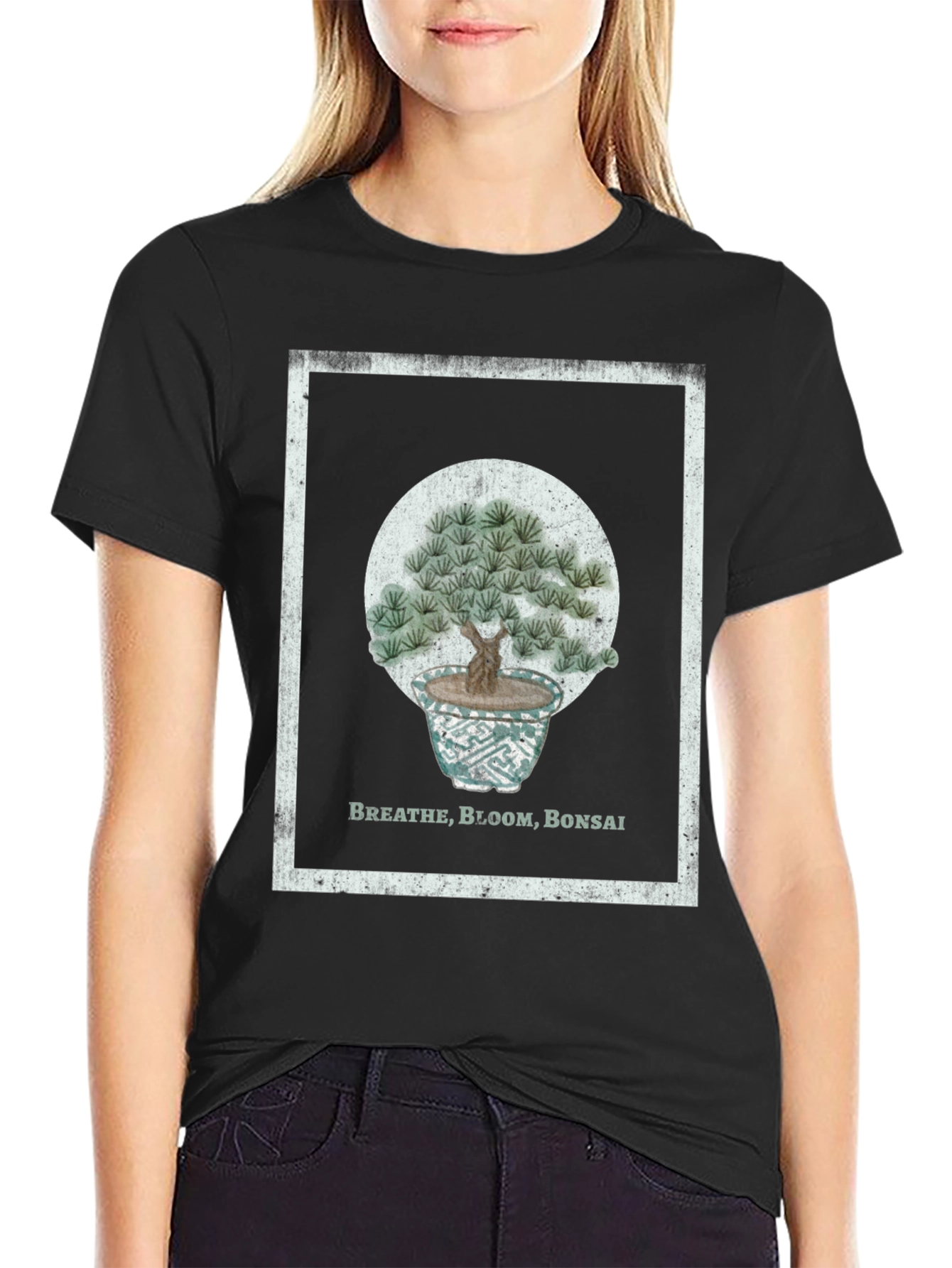 Breathe Bloom Bonsai T-Shirt - Black Cotton Tee