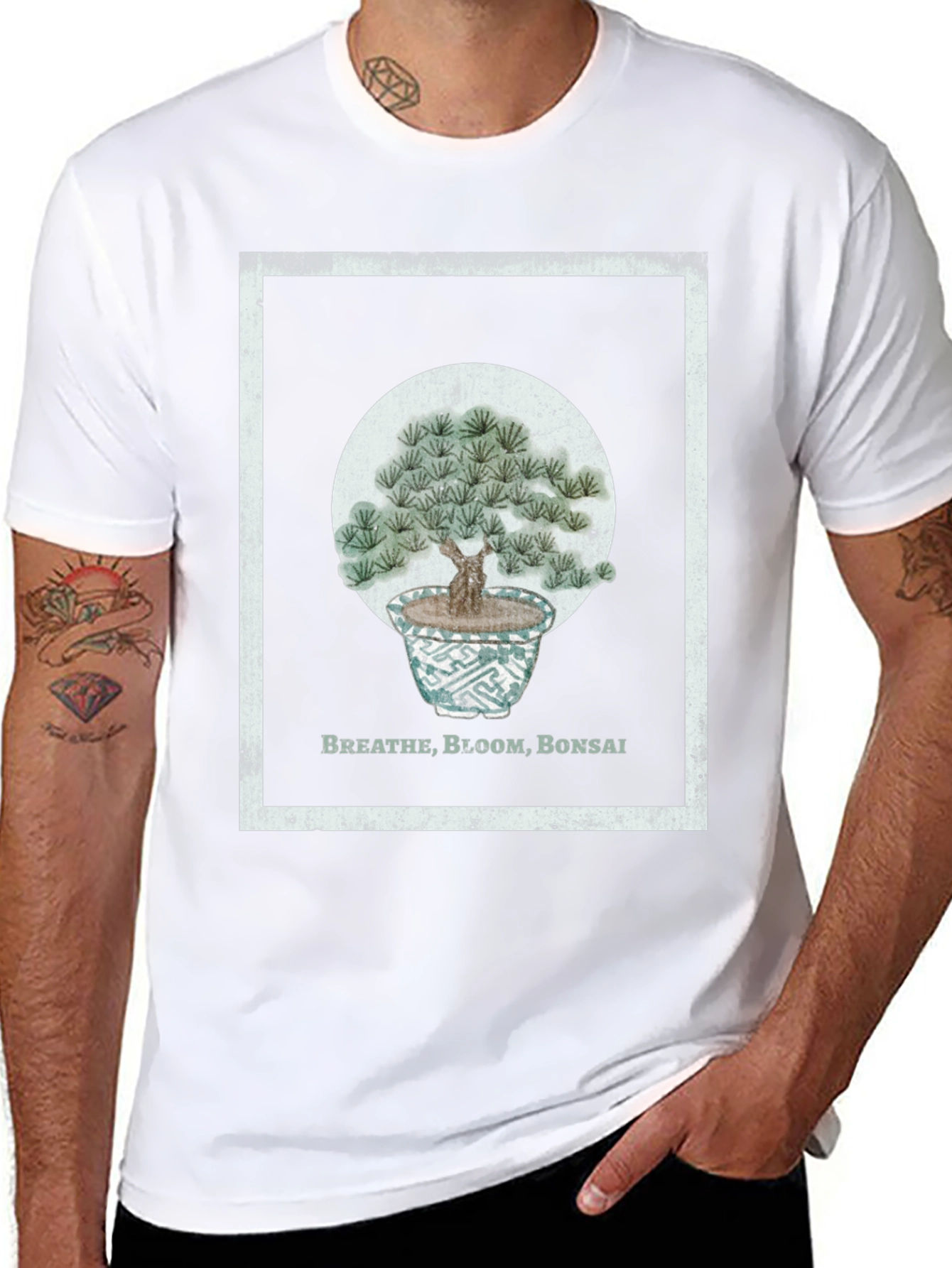 Breathe Bloom Bonsai T-Shirt - Black Cotton Tee