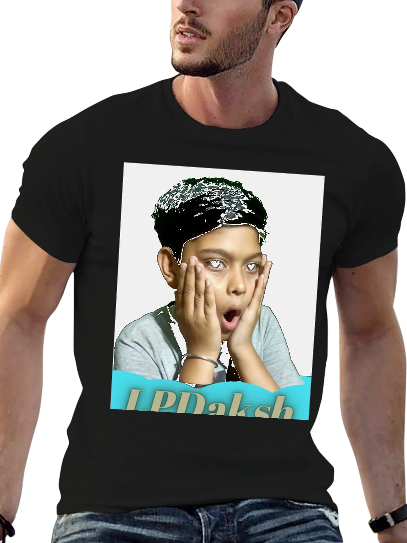 Novelty Graphic T-Shirt - Shocked Boy Portrait Design