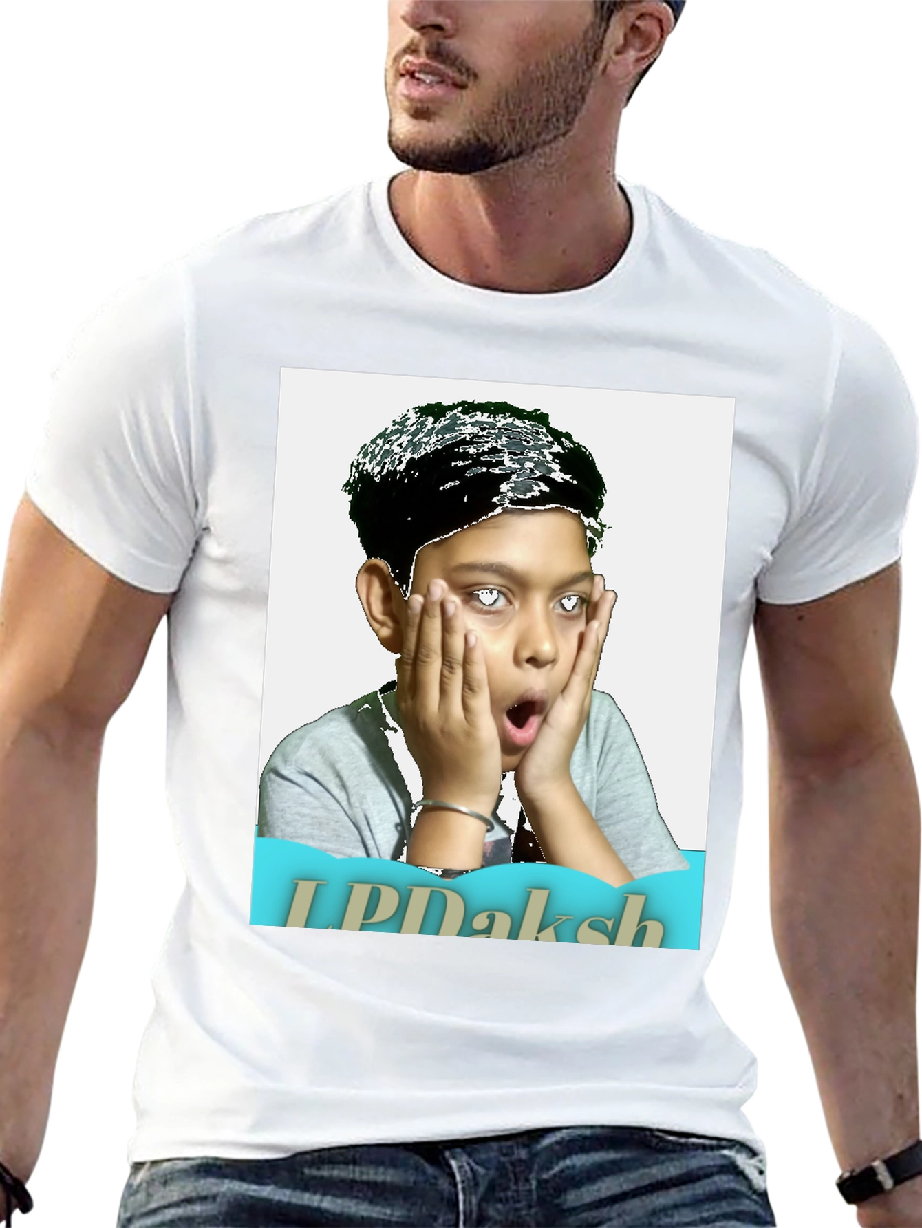 Novelty Graphic T-Shirt - Shocked Boy Portrait Design