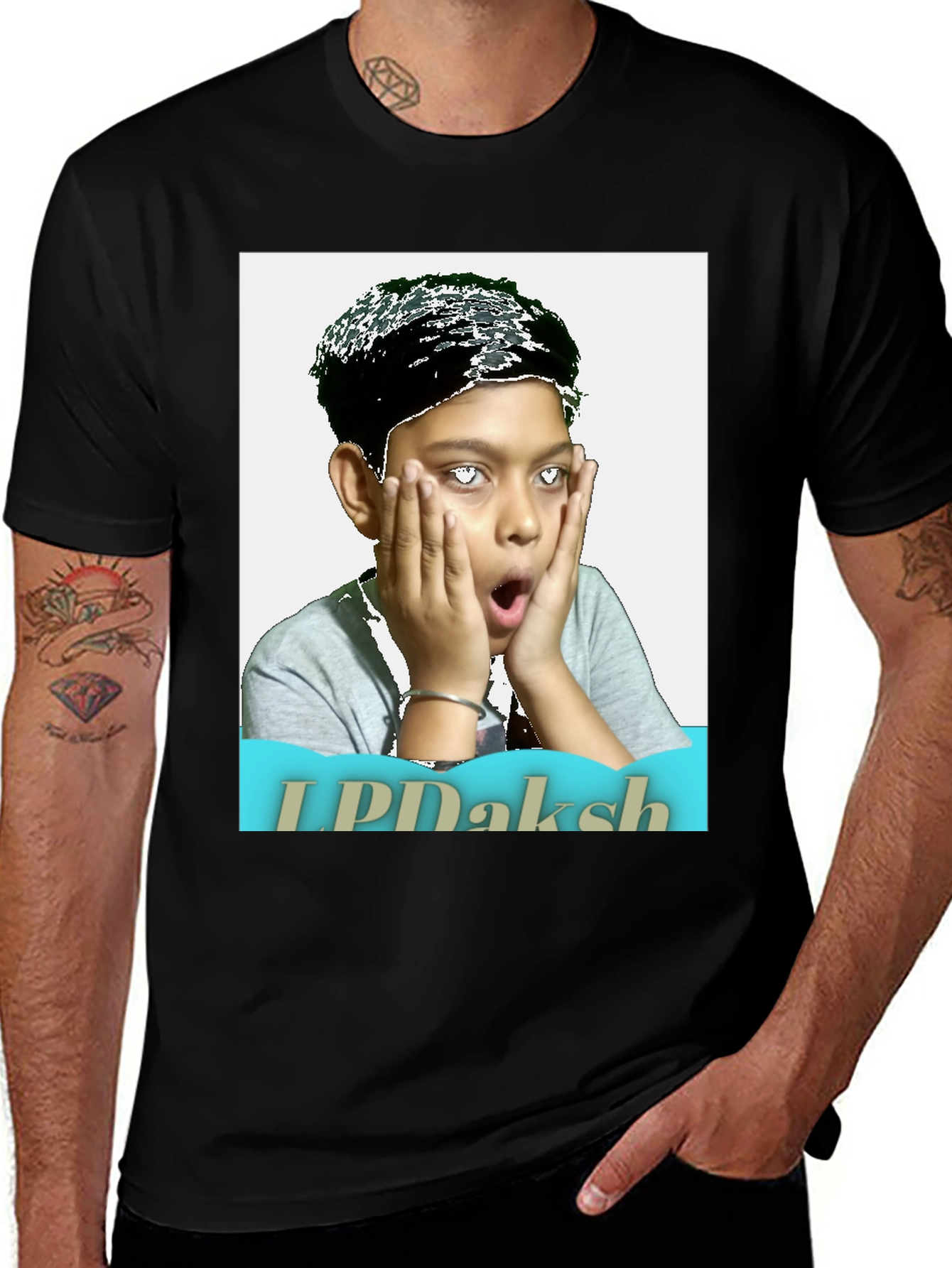 Novelty Graphic T-Shirt - Shocked Boy Portrait Design