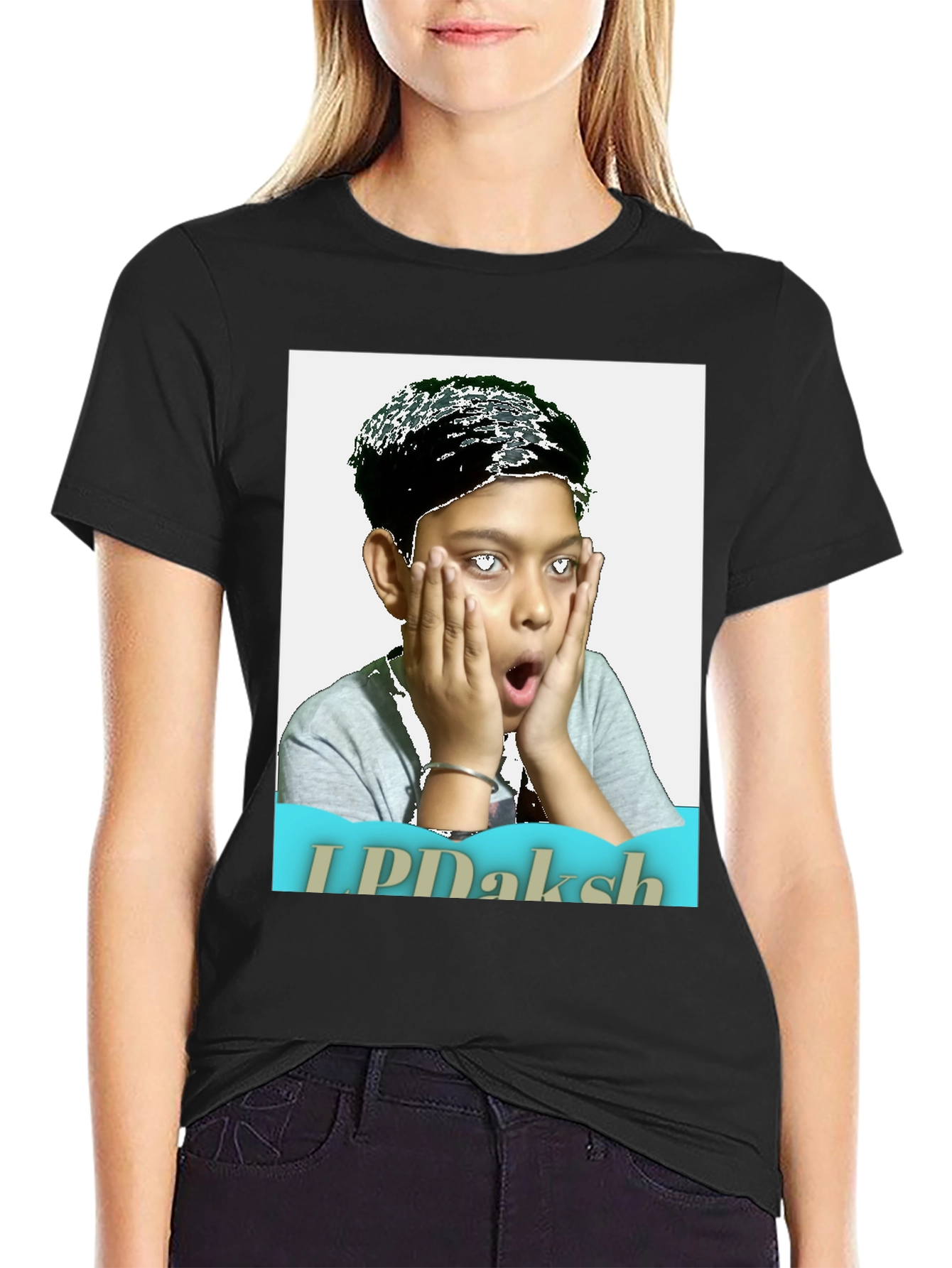 Novelty Graphic T-Shirt - Shocked Boy Portrait Design