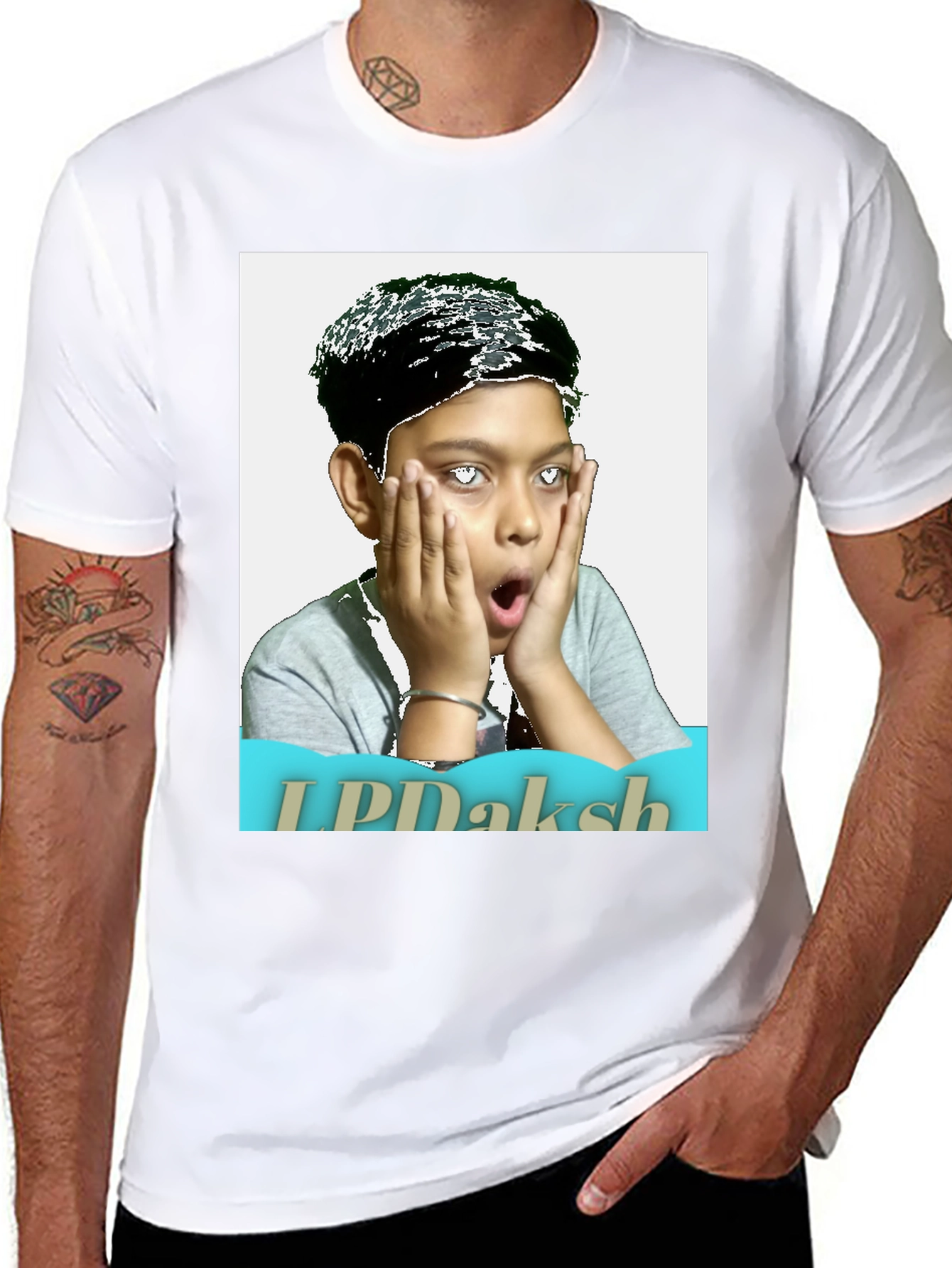 Novelty Graphic T-Shirt - Shocked Boy Portrait Design