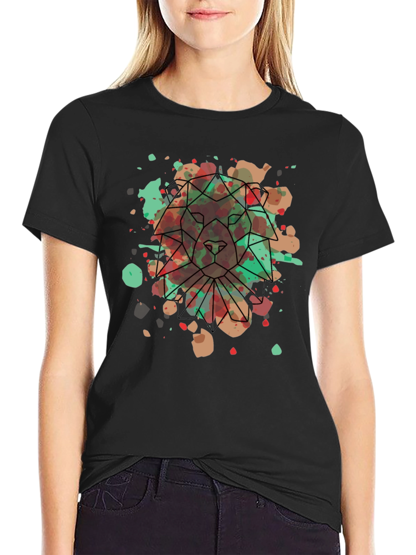Geometric Lion Graphic Tee - Artistic Menswear
